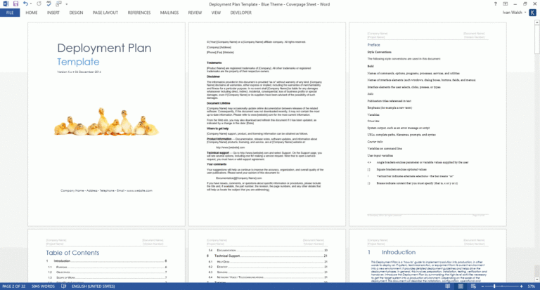 Deployment Plan Template MS Word Templates Forms Checklists For MS Office And Apple IWork