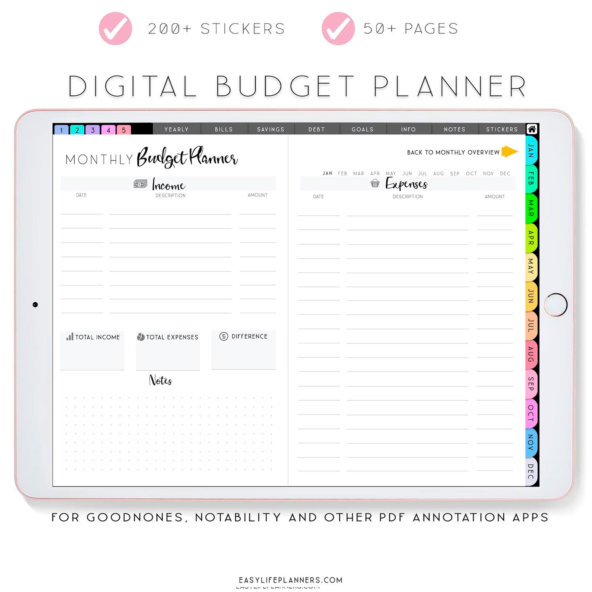 Digital Budget Planner IPad Planner Goodnotes Planner Notability Planner Finance Planner Goodnotes Template Etsy