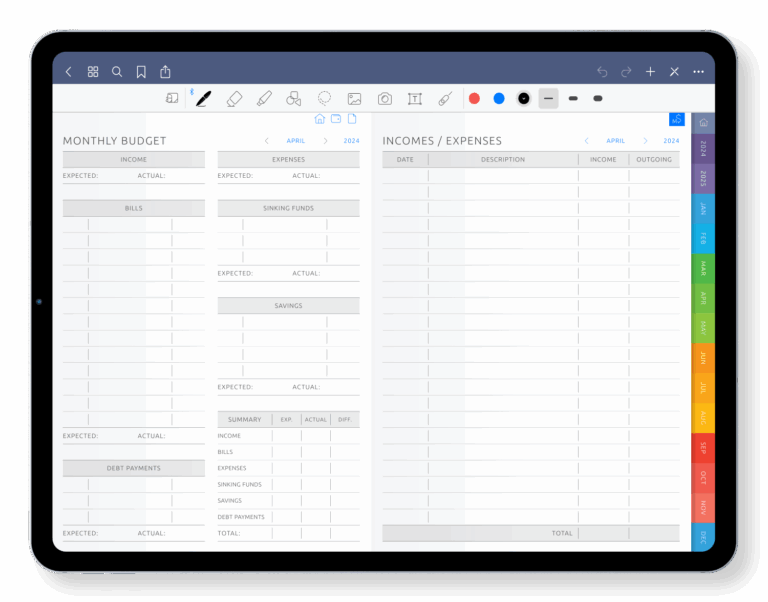 Digital Budget Planner Light Theme 