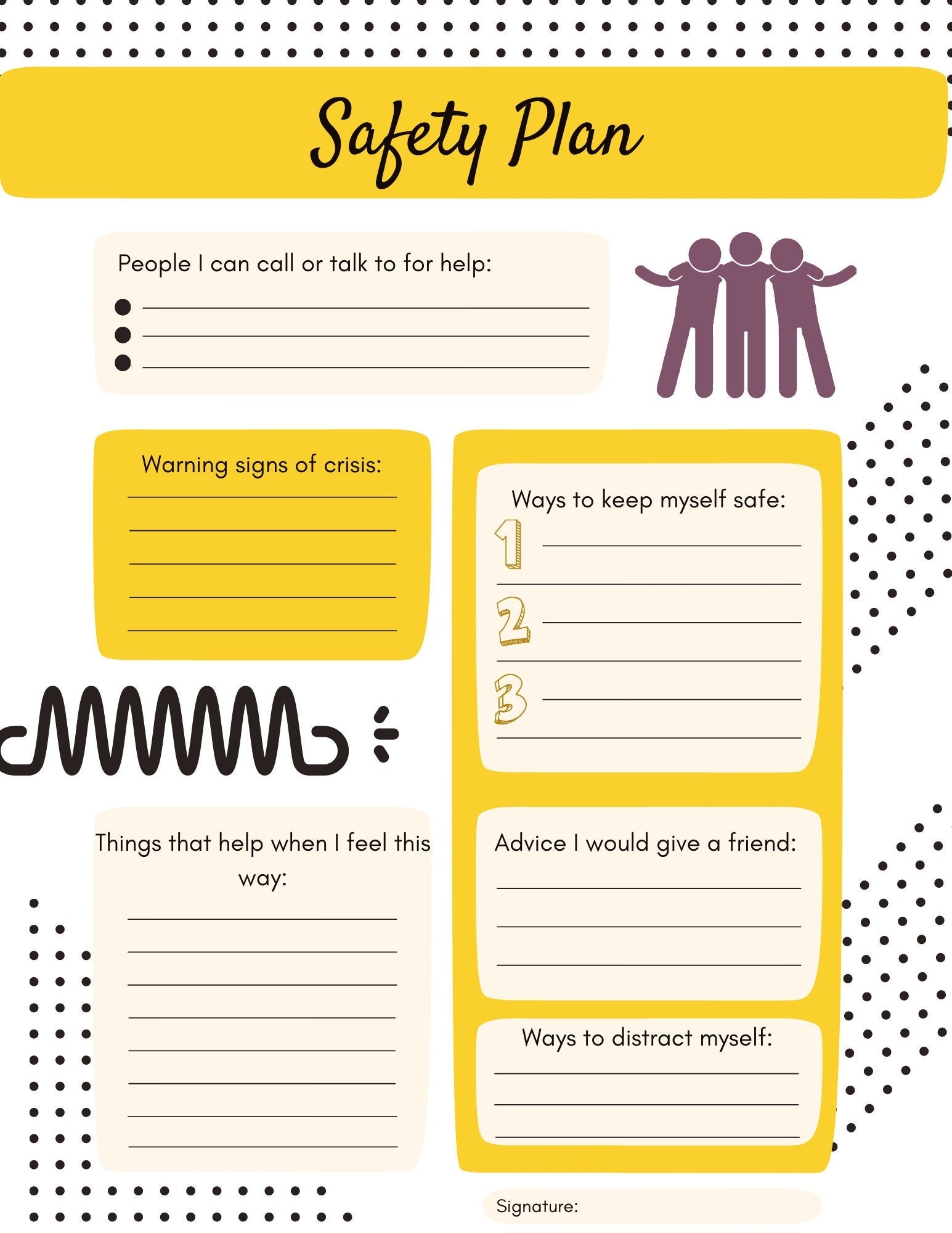 Digital Download Safety Plan For Kids And Teens Mental Health Crisis Plan