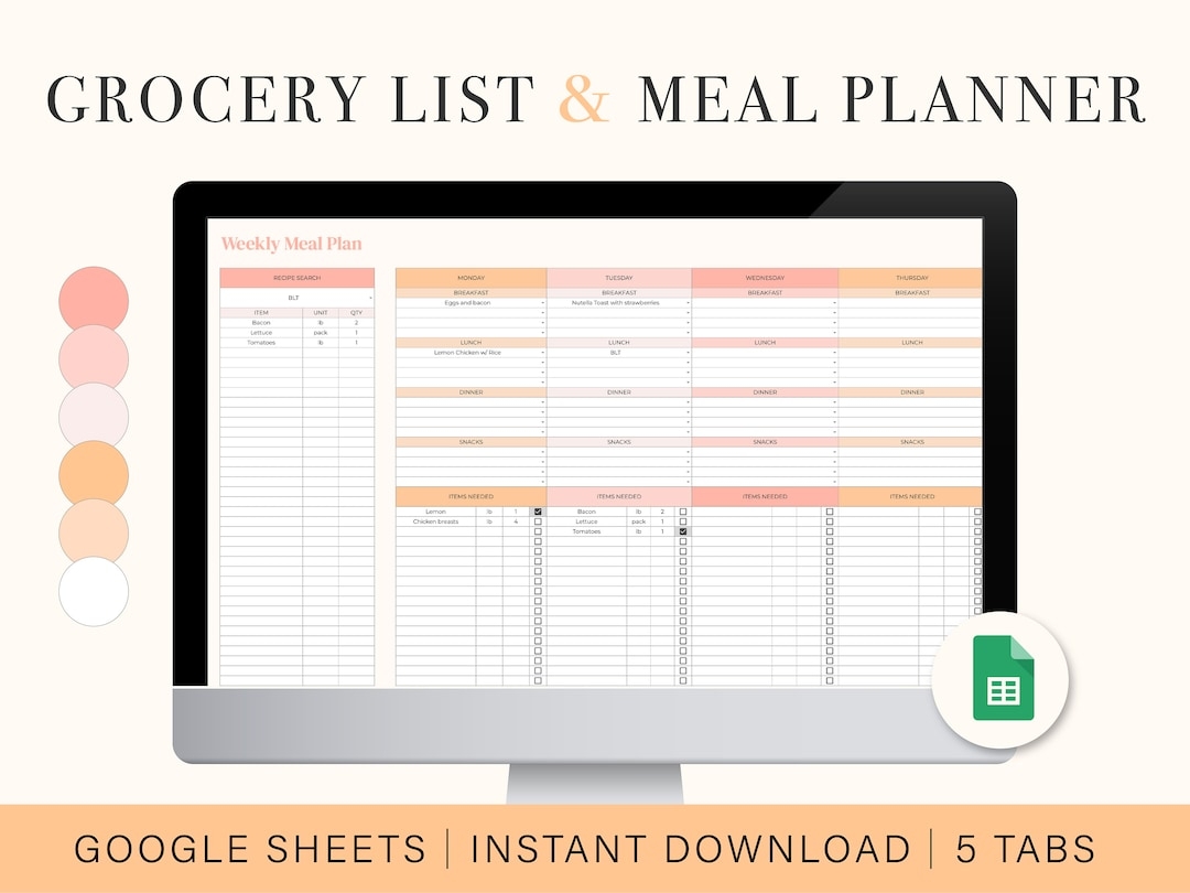 Meal Plan Spreadsheet Template