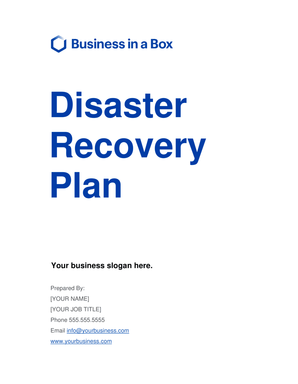 Disaster Recovery Plan Template It