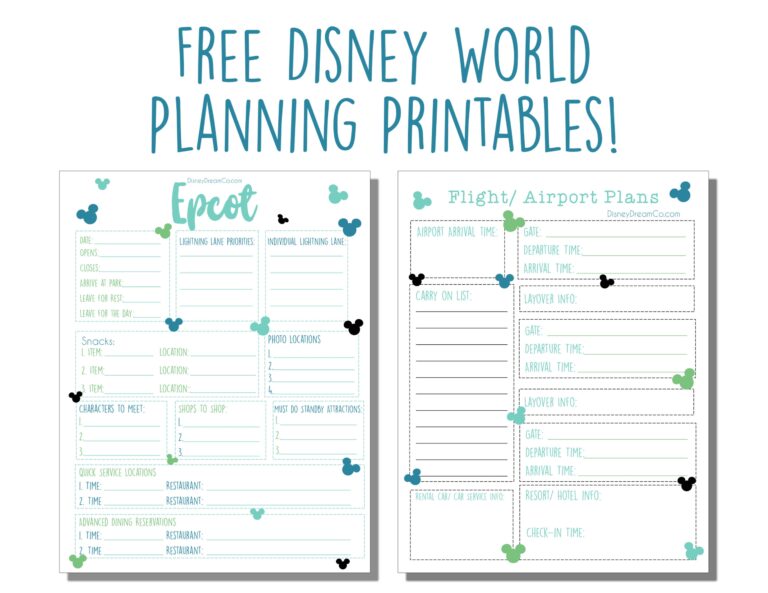 Disney World FREE Planning Printables Disney World Planner Disney Dream Co