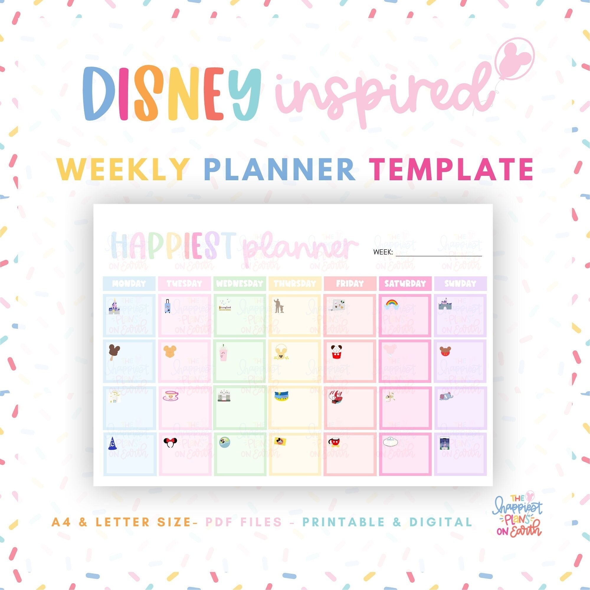 Disneyworld Weekly Planner Printable Template Digital Daily 