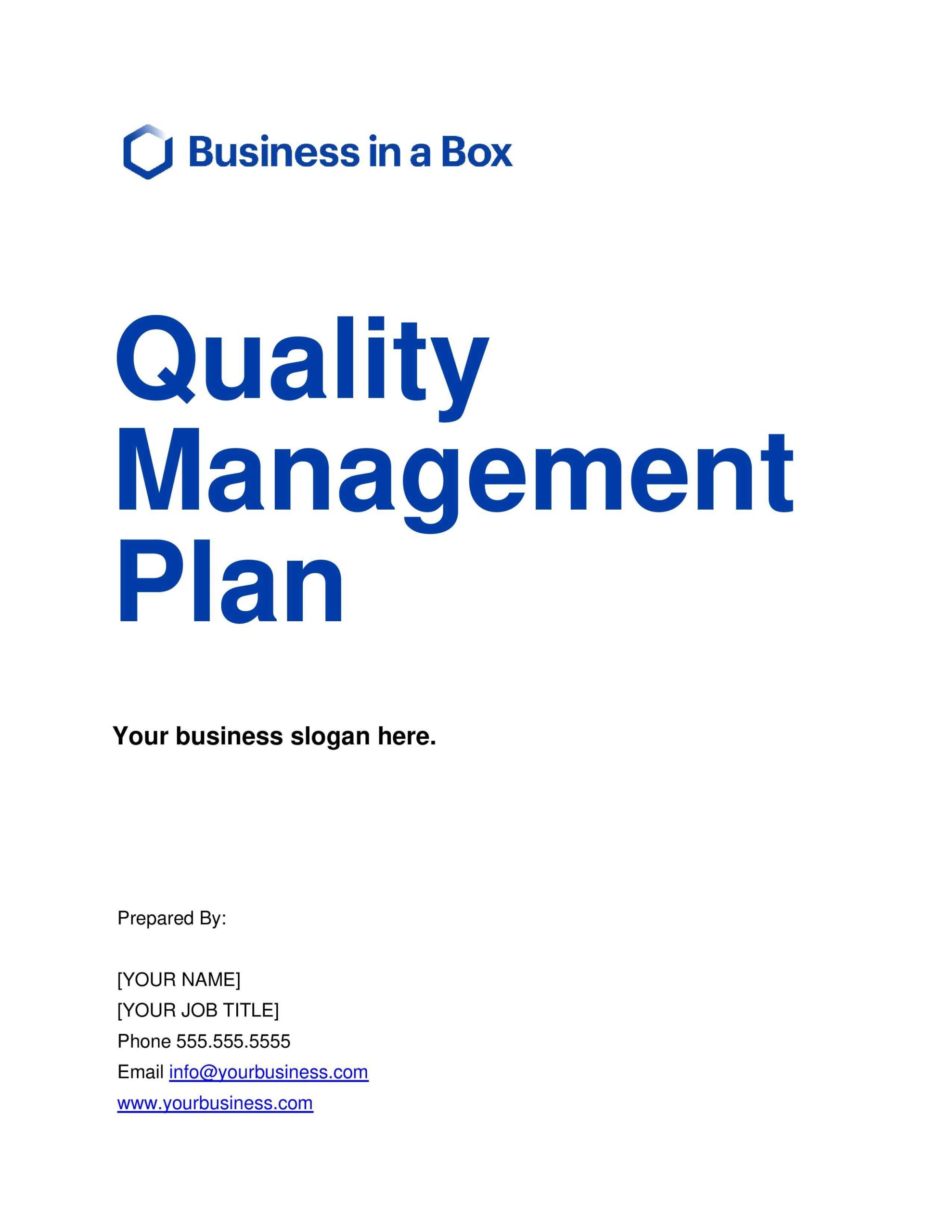 Quality Management Plan Template