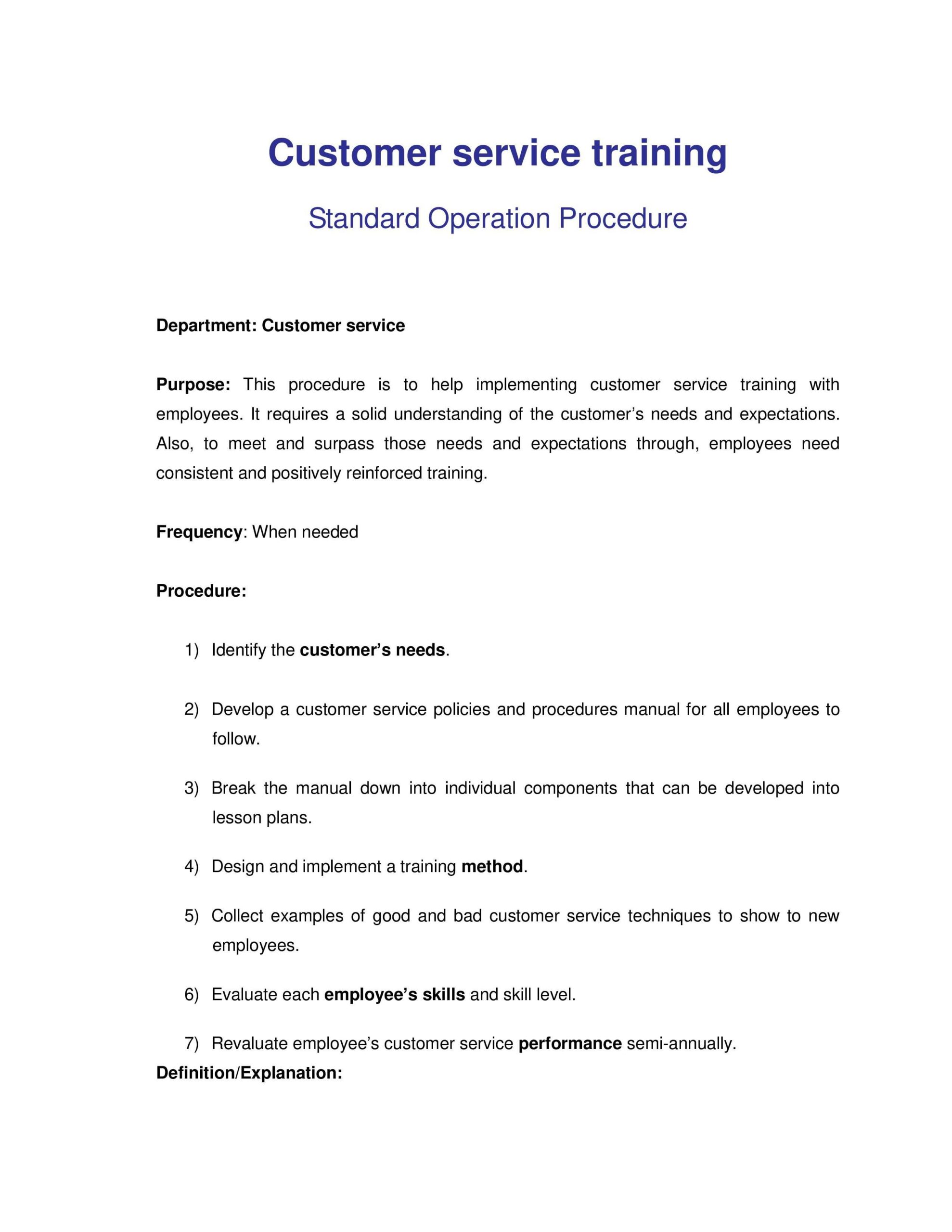 Customer Service Plan Template