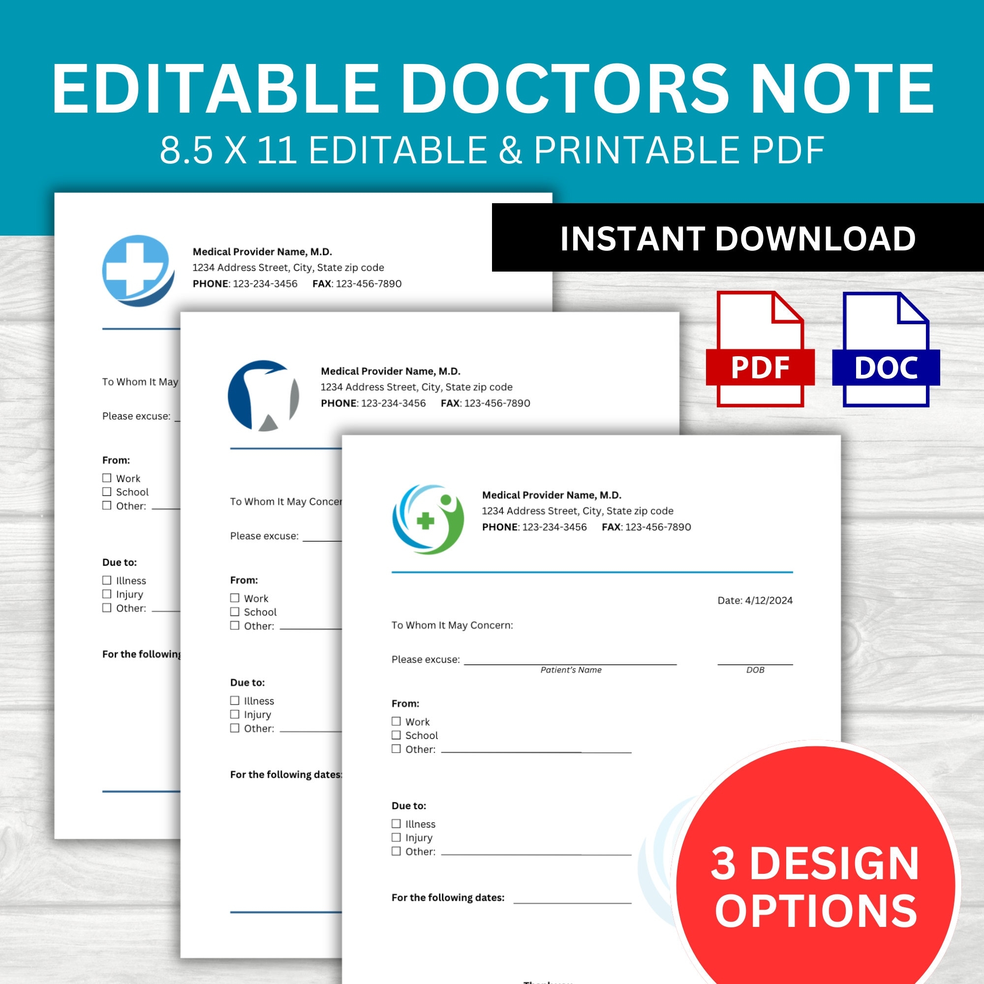 Doctors Note Template Doctor Note Doctor Excuse Note Doctor Note For Work Doctor Note For School Etsy