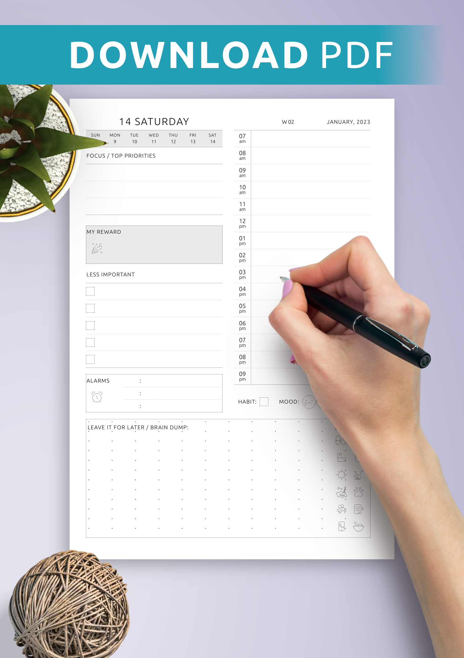 Free Printable Adhd Planner Template
