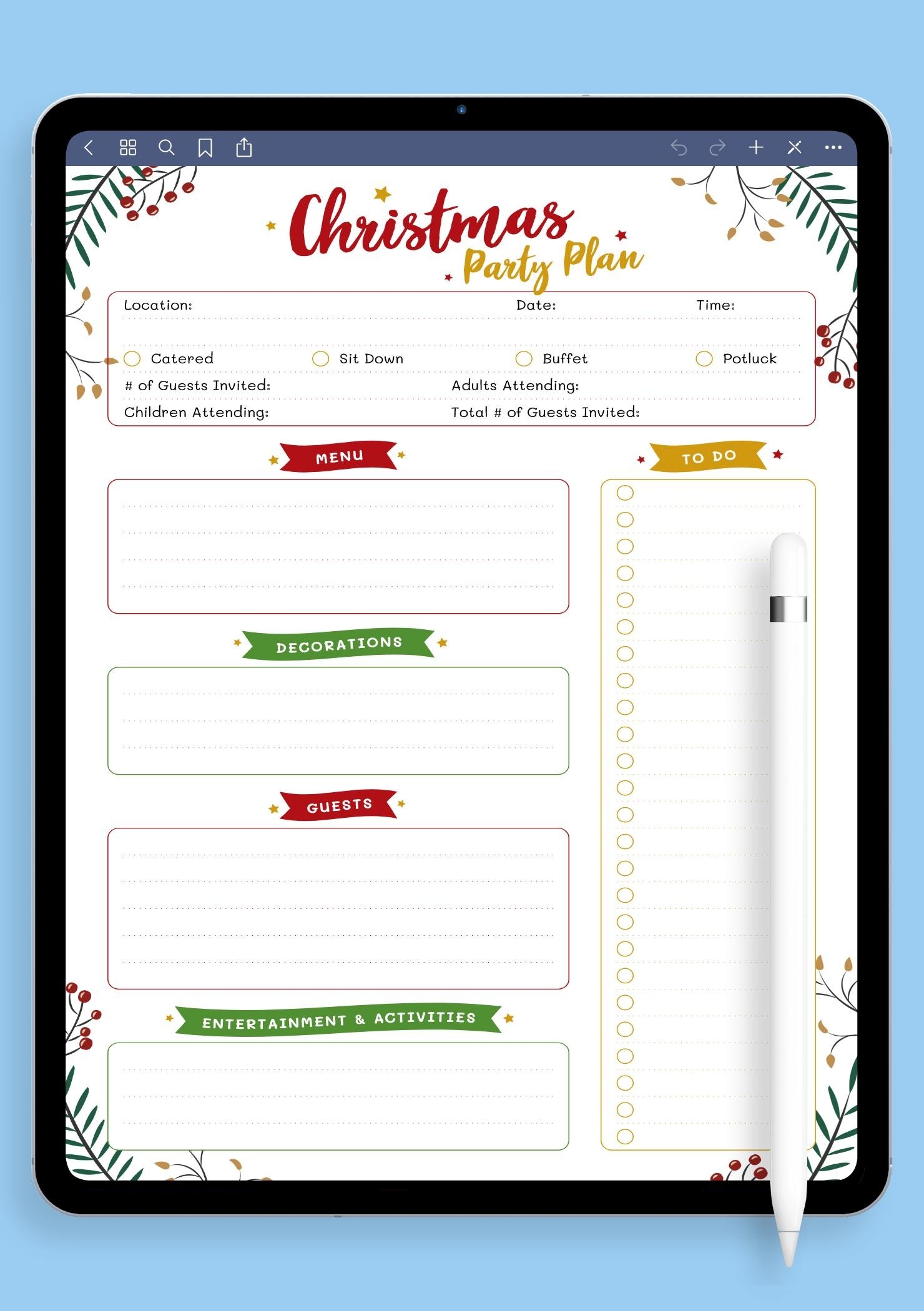 Christmas Party Planning Template