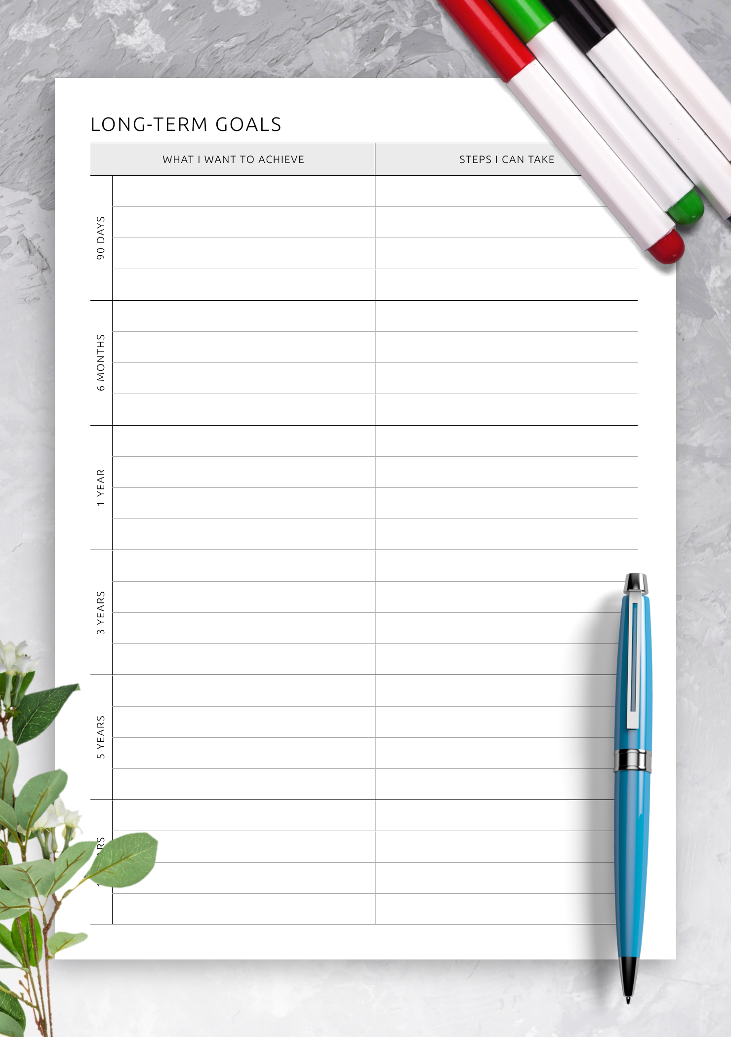 10 Year Goal Plan Template
