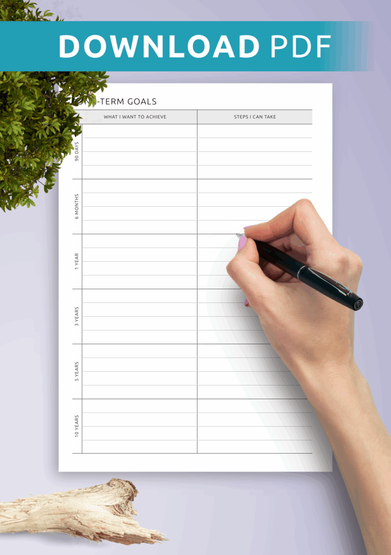 Download Printable Ten Year Goals PDF