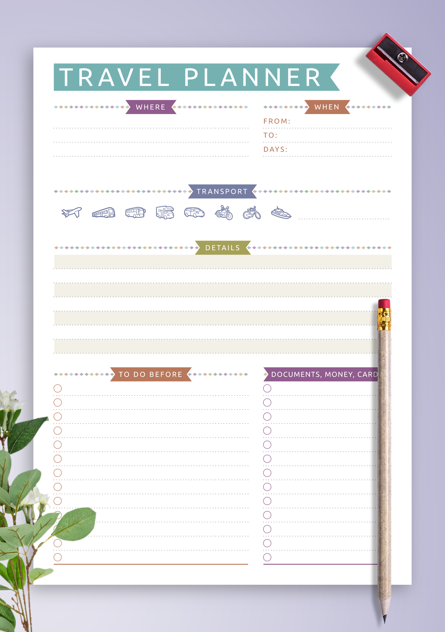 Free Printable Travel Planner Template