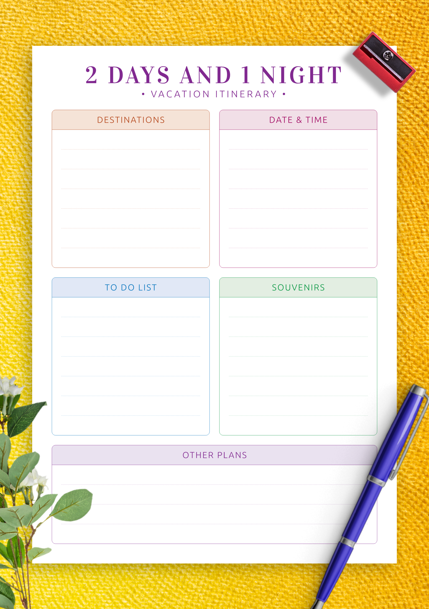 Pdf Free Printable Vacation Planner Template
