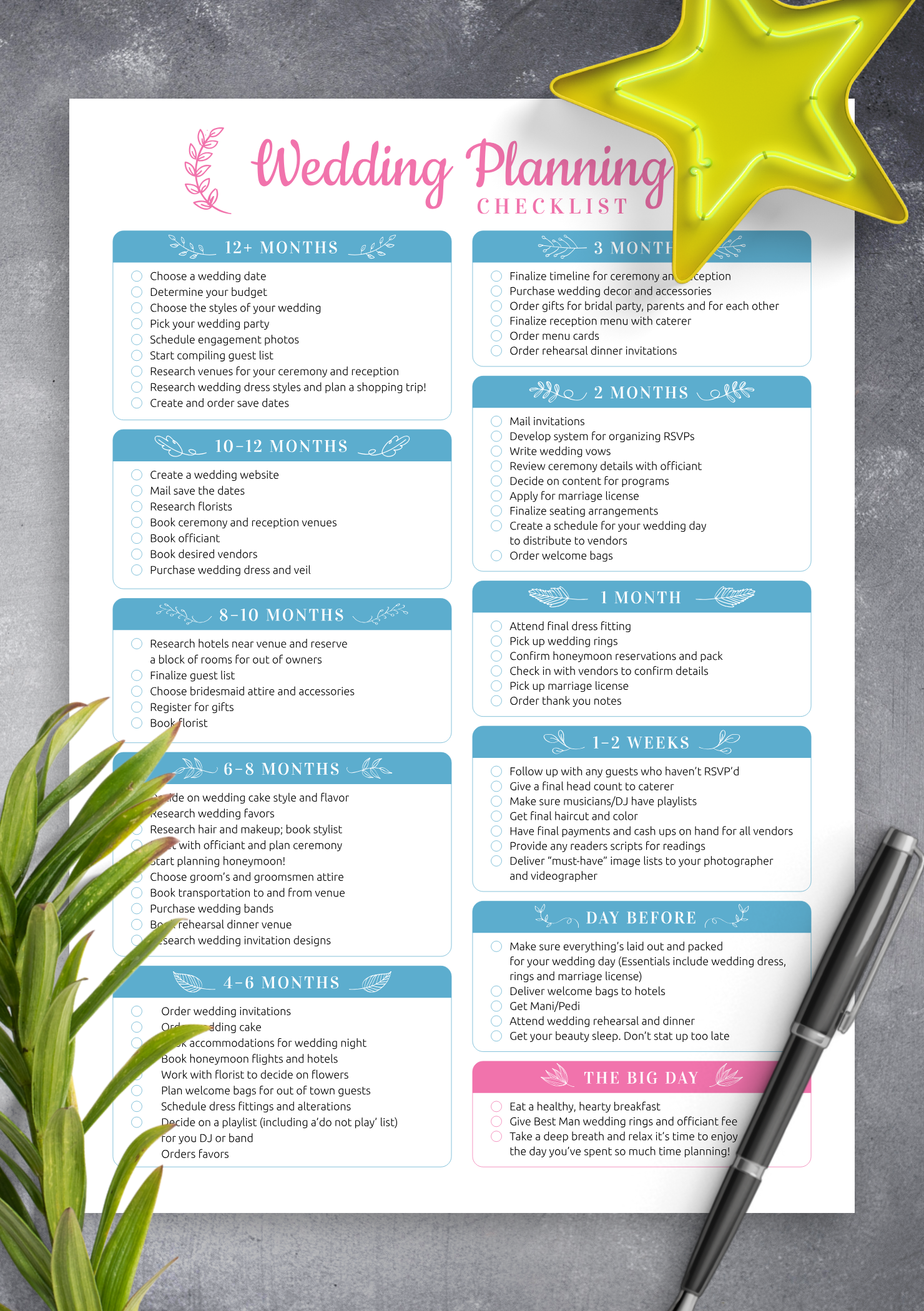 Free Printable Wedding Planning Template