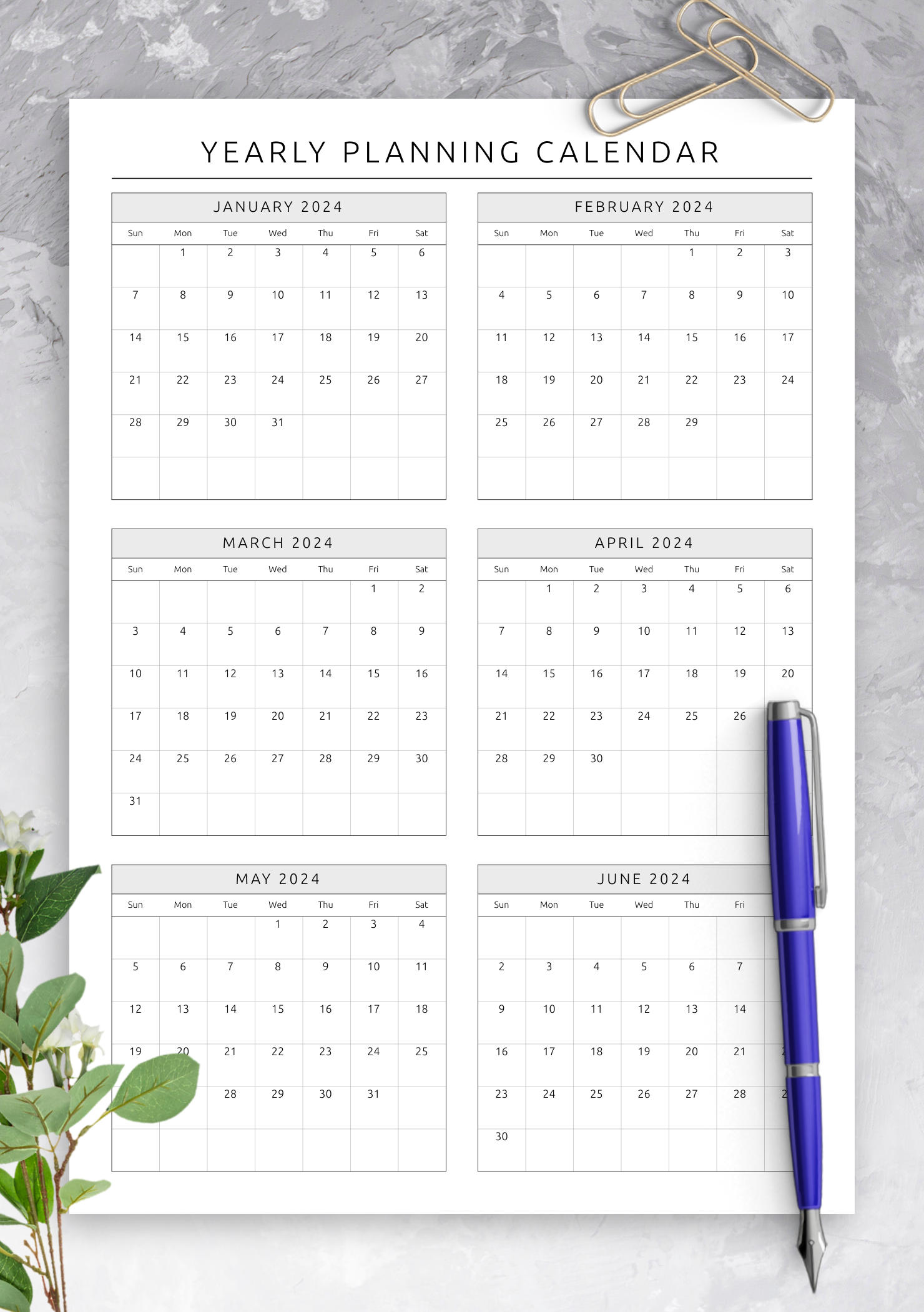 Free Yearly Printable Planner Template