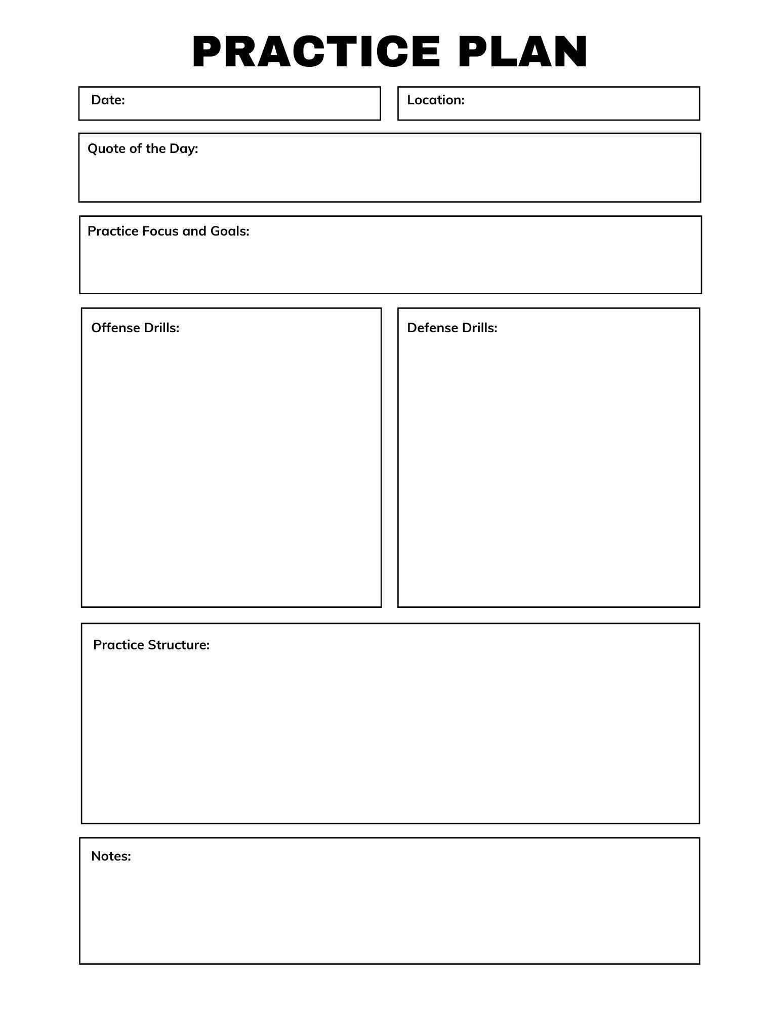 Downloadable printable Practice Plan Digital Prints Etsy Canada
