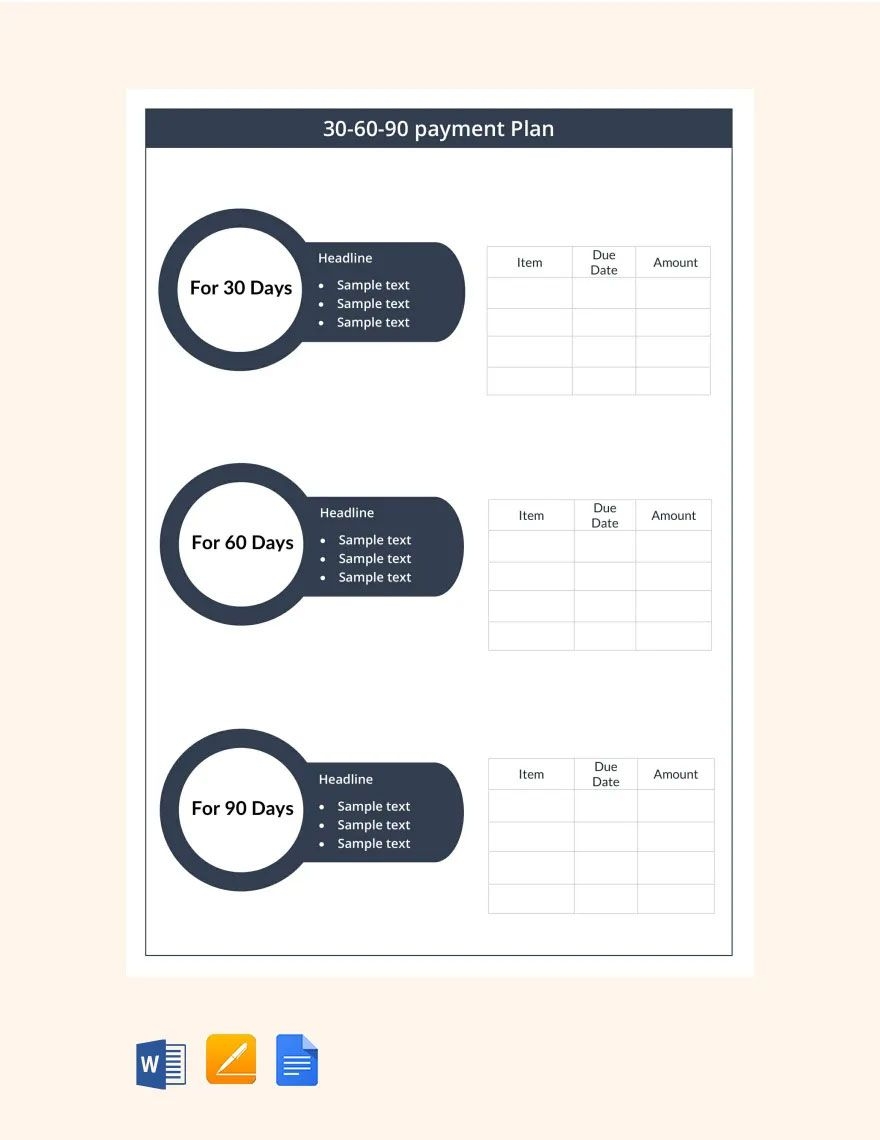 Editable 30 60 90 Day Plan Templates In Word To Download
