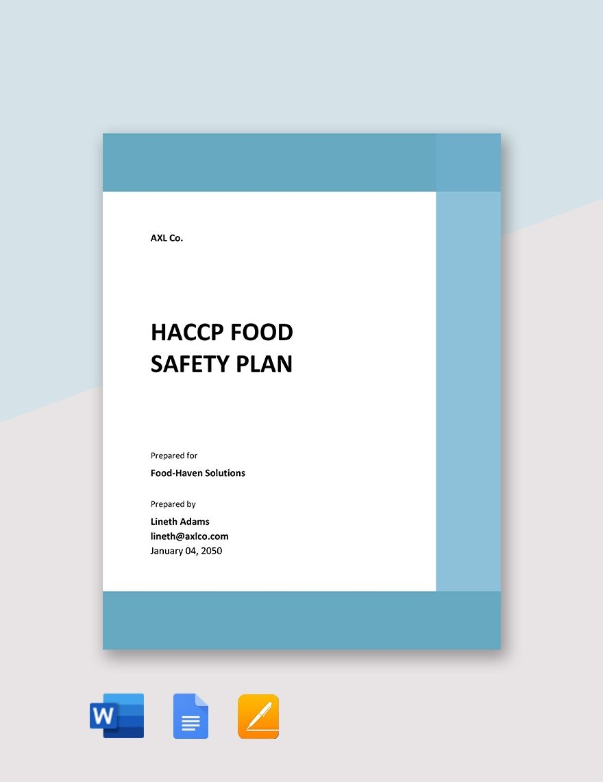 Haccp Plan Template Word