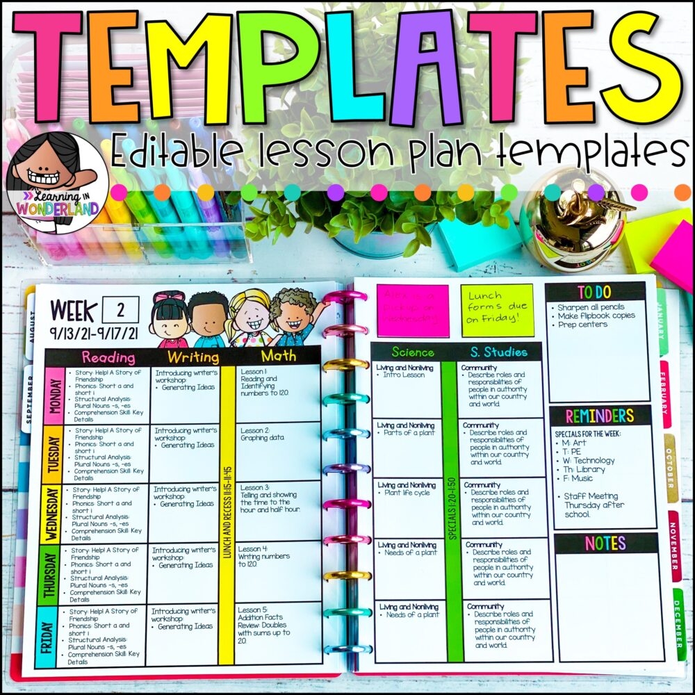 Editable Lesson Plan Templates Learning In Wonderland