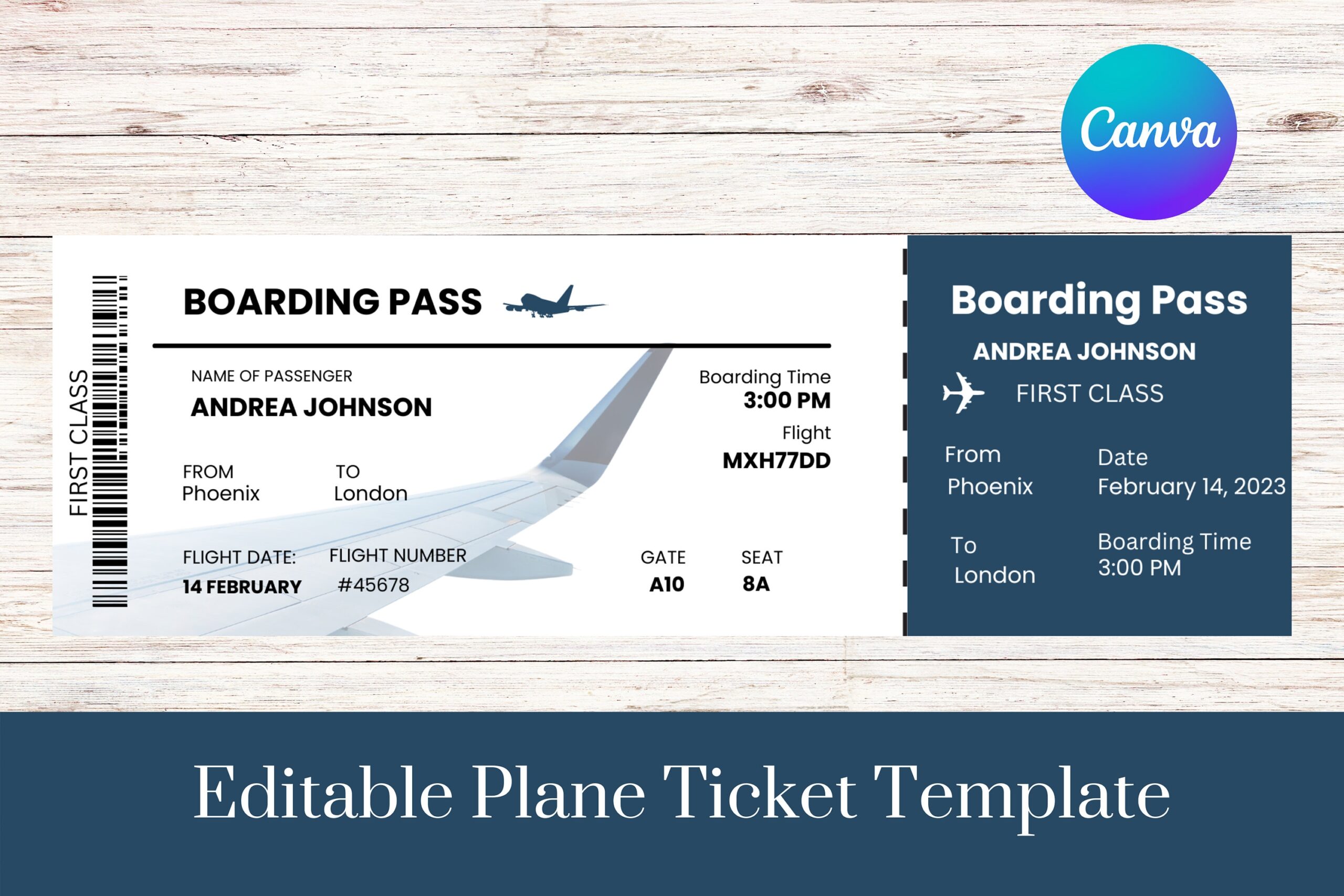 Editable Plane Ticket Template Printable Plane Ticket Custom Plane Ticket Invitation Plane Ticket Template On Canva Ticket Gift Etsy