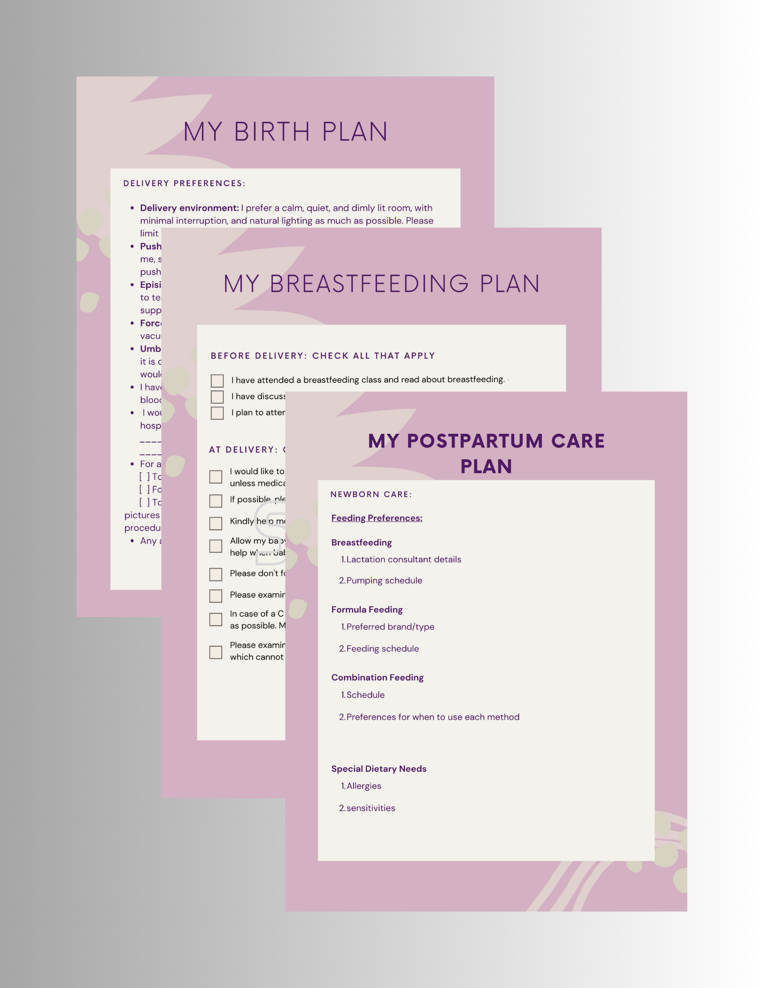 Postpartum Plan Template