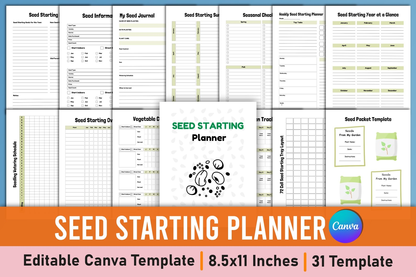 Editable Seed Starting Planner Canva Template