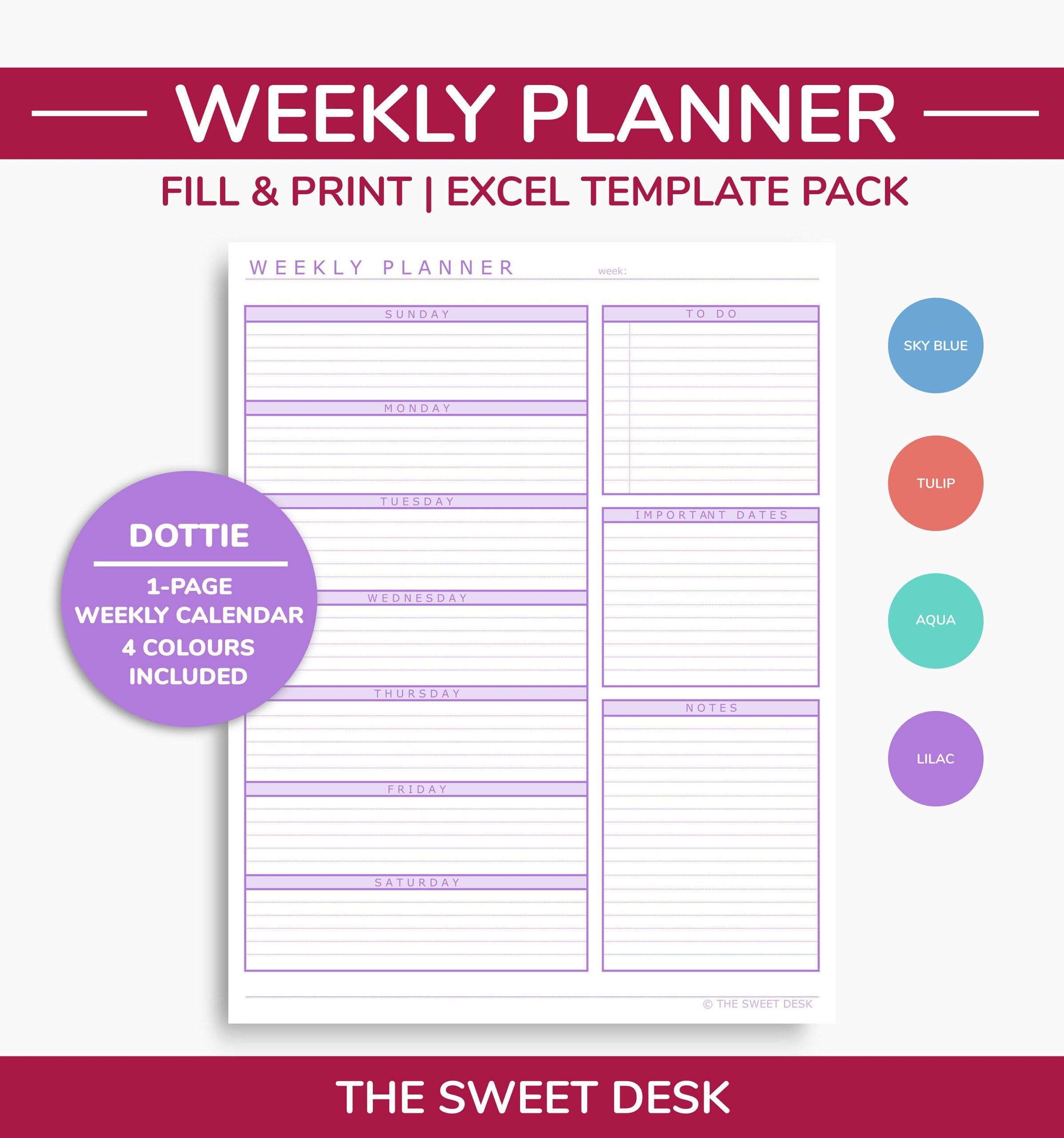 Free Printable Weekly Planner Template Excel