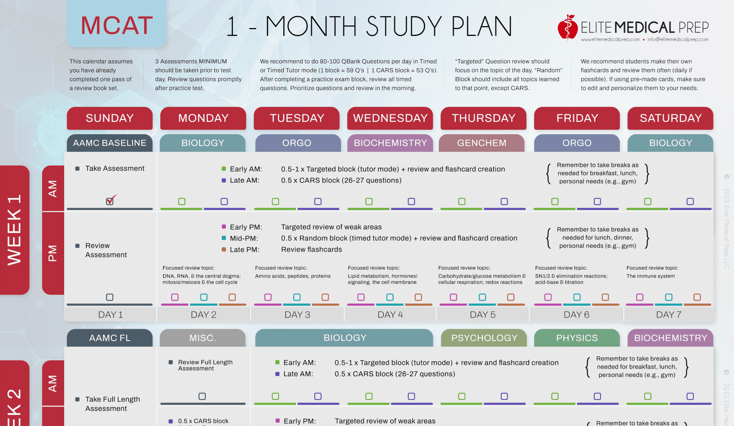 Mcat Study Plan Template