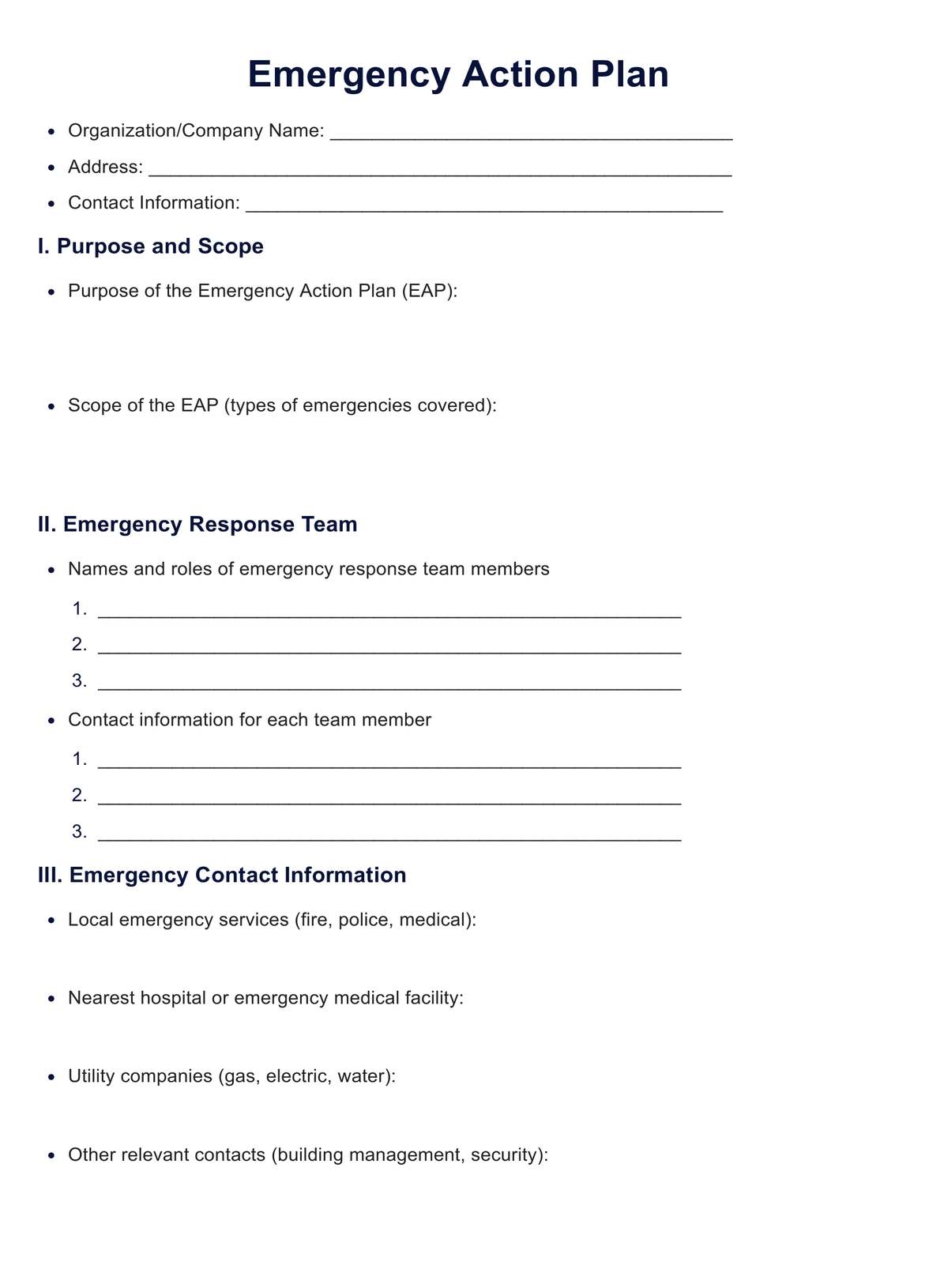 Emergency Action Plan Template U0026 Example Free PDF Download