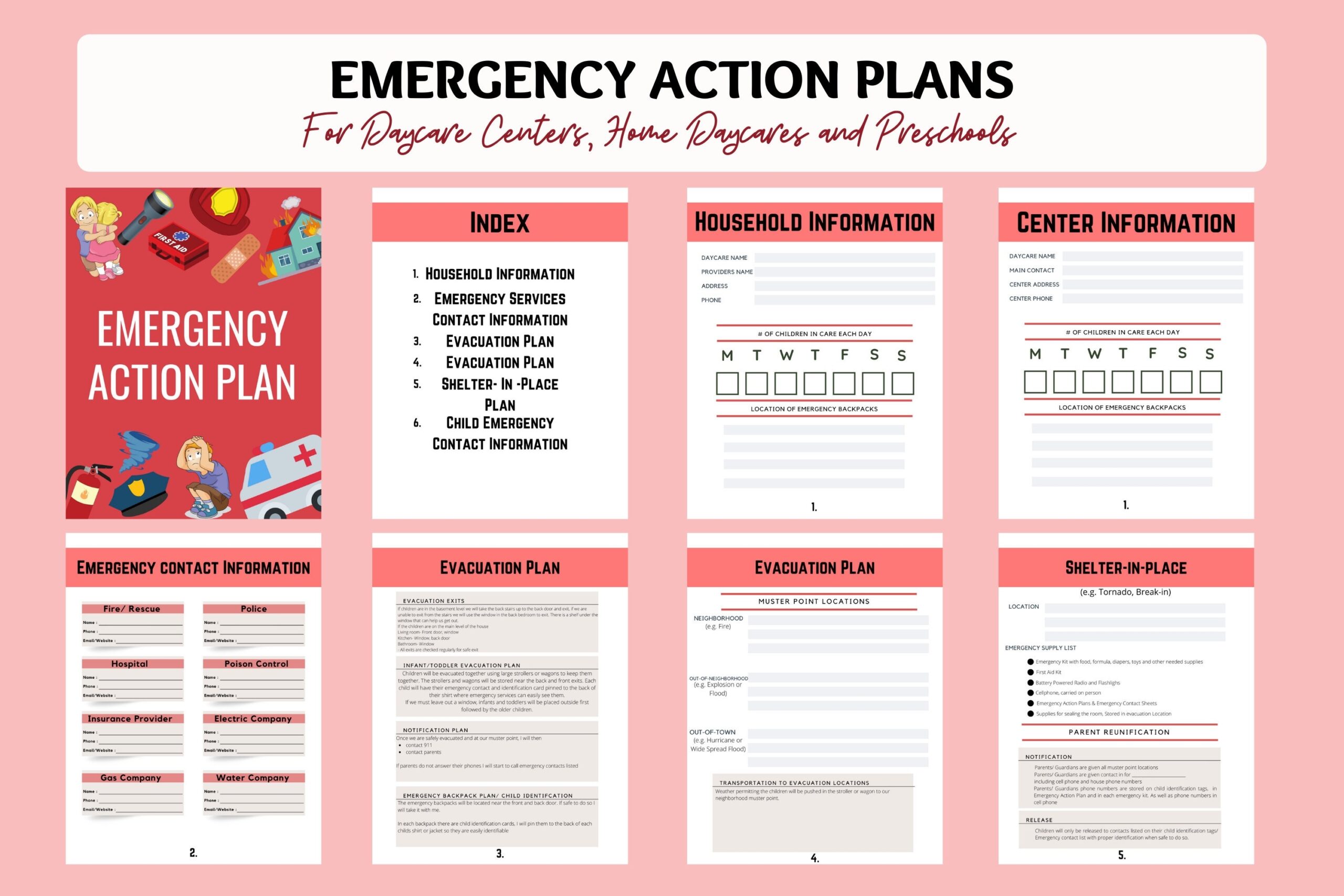 Emergency Action Plans Home Daycare Daycare Center Childcare Preschool Be Safety Prepared In Your Childcare Center 33 Editable PDF Etsy Hong Kong