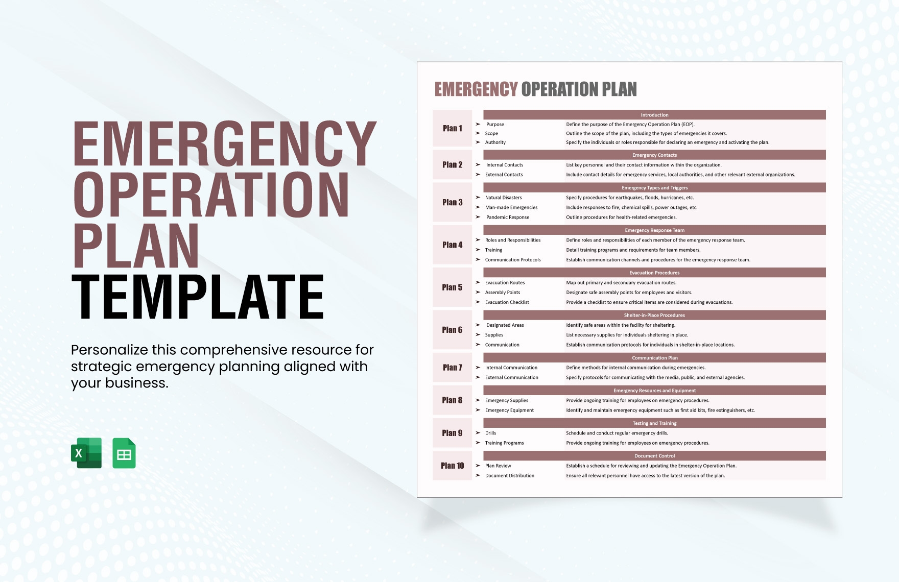Emergency Operation Plan Template In Excel Google Sheets Download Template