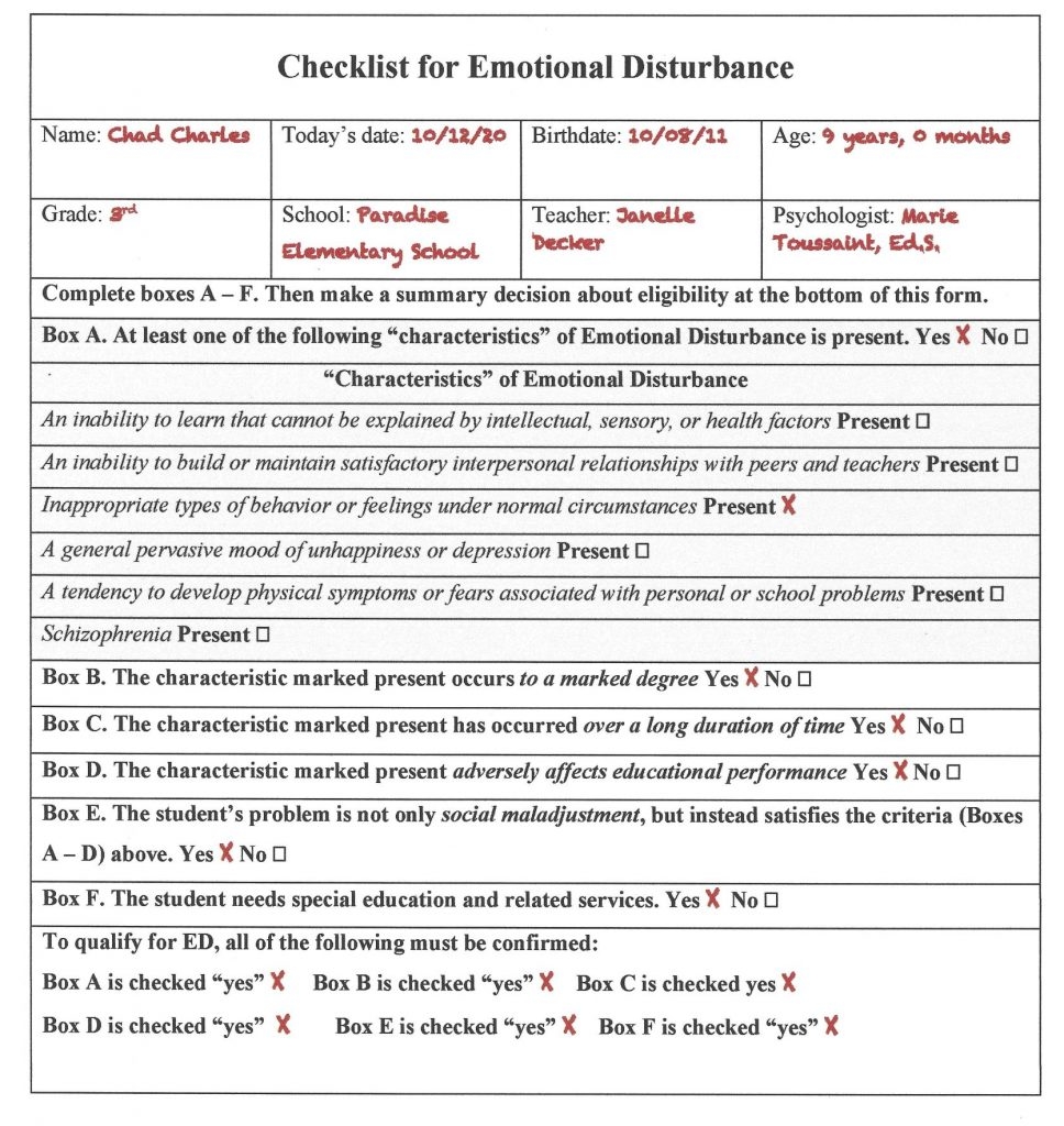 Emotional Disturbance And Section 504 Social Emotional Assessment In Schools