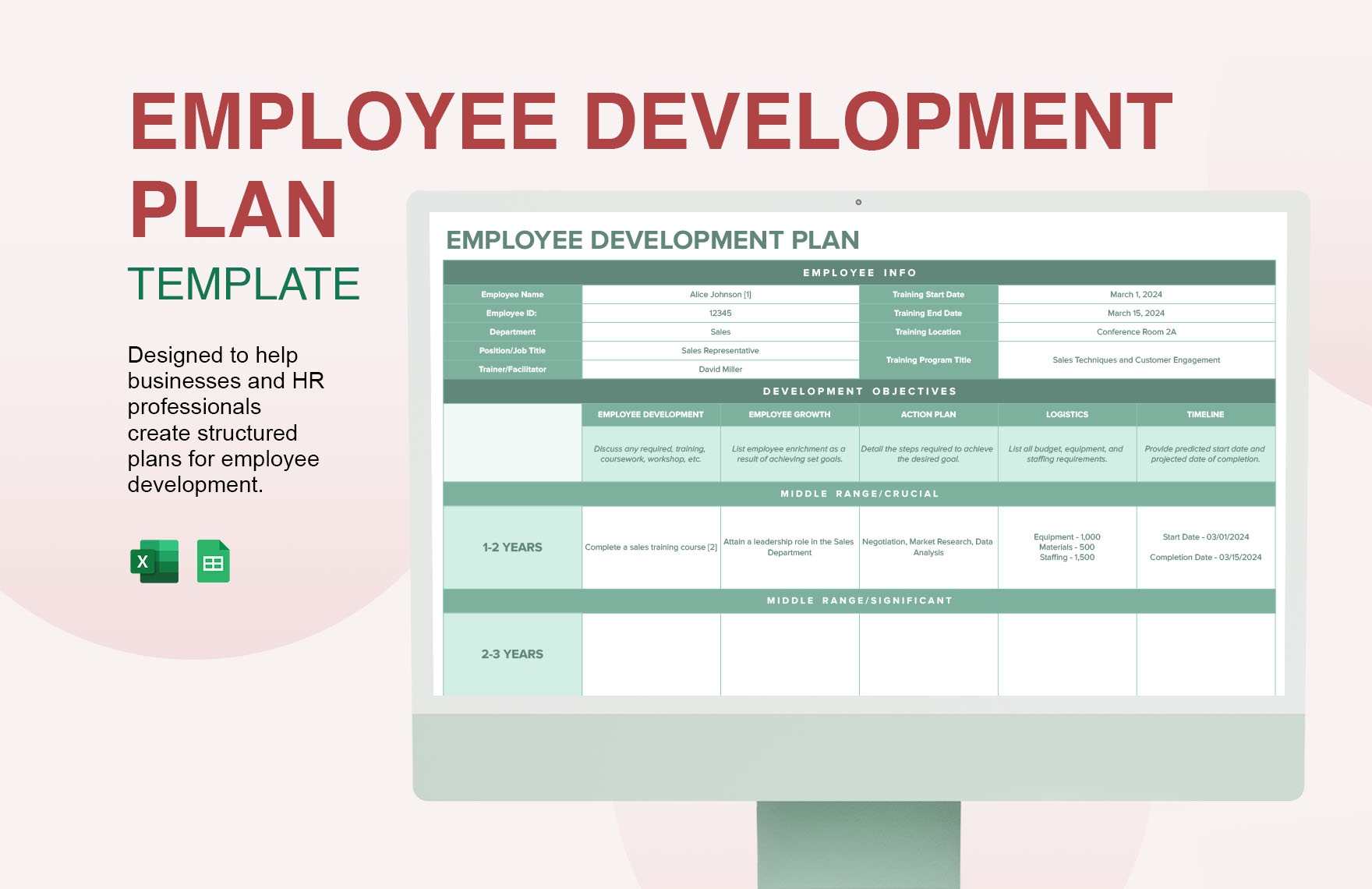 Employee Development Plan Template In Excel Google Sheets Download Template