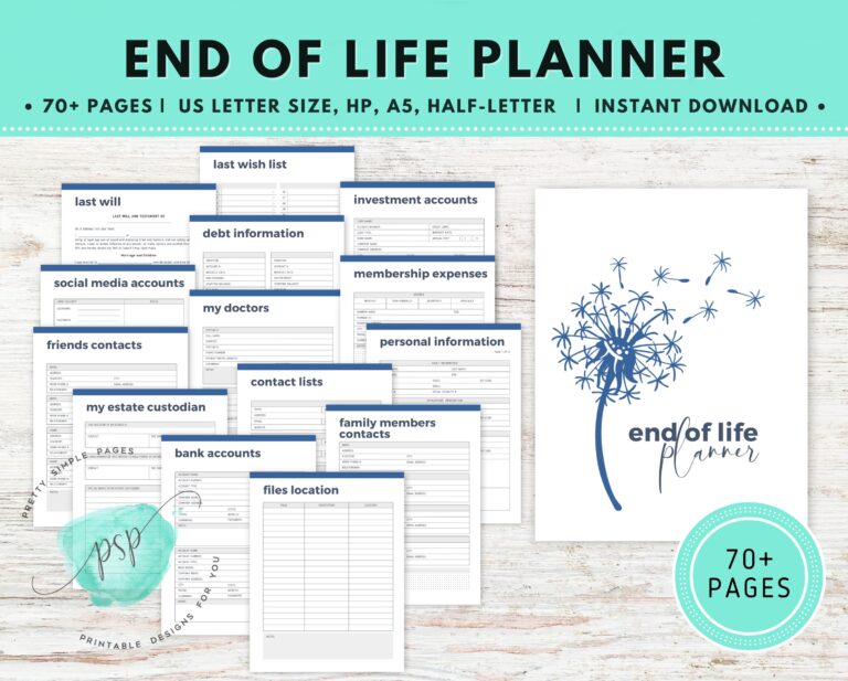 End Of Life Planner Printable Beneficiary Info Last Wishes Planner Estate Planning Binder Emergency Planner Binder Will Preparation Etsy