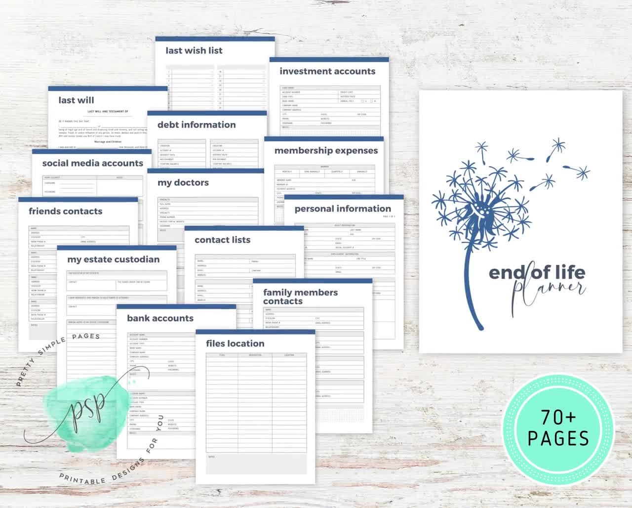 End Of Life Planner Printable Beneficiary Info Last Wishes Planner Estate Planning Binder Emergency Planner Binder Will Preparation