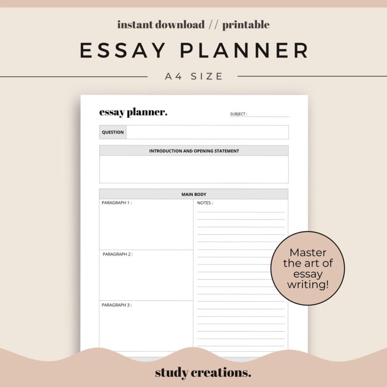 Essay Planner Printable For Students Essay Writing Template Revision Planner Planner Insert A4 Size Instant Download Etsy