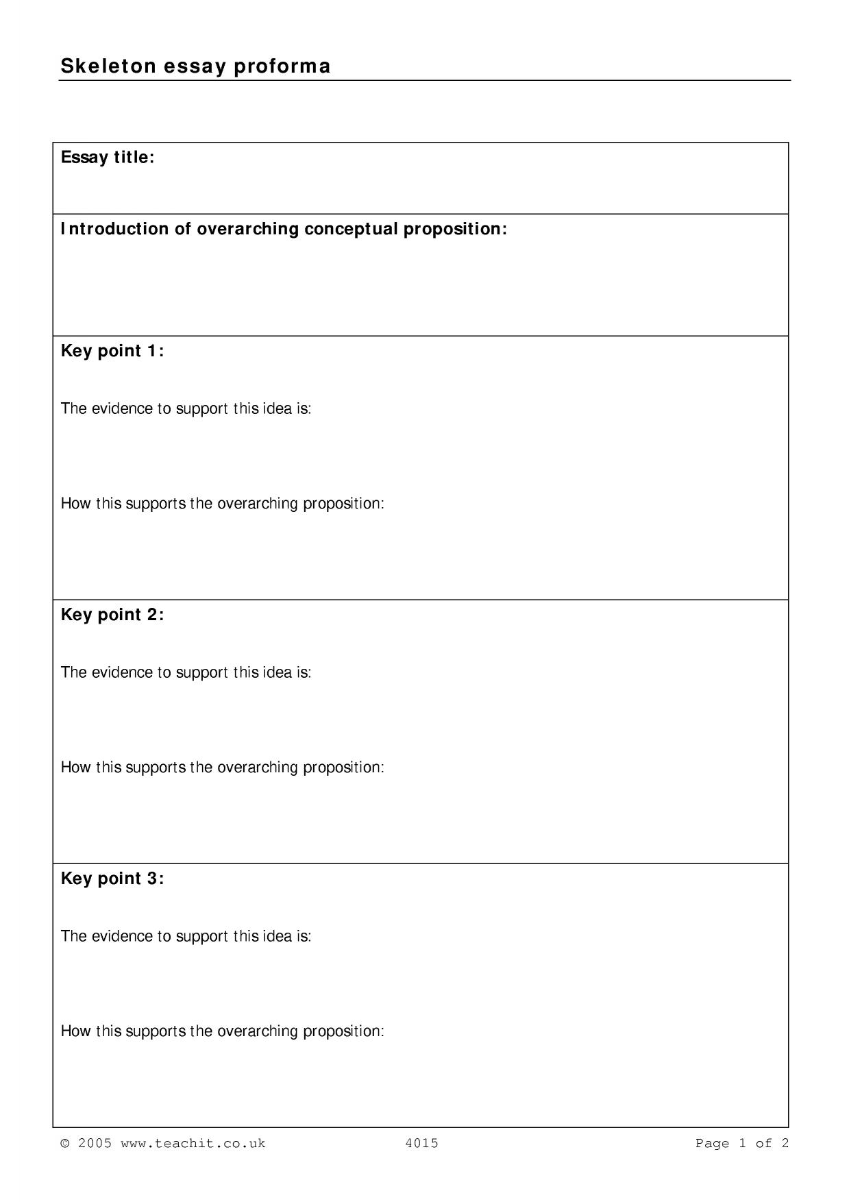 Essay Planning Template A level English Teachit
