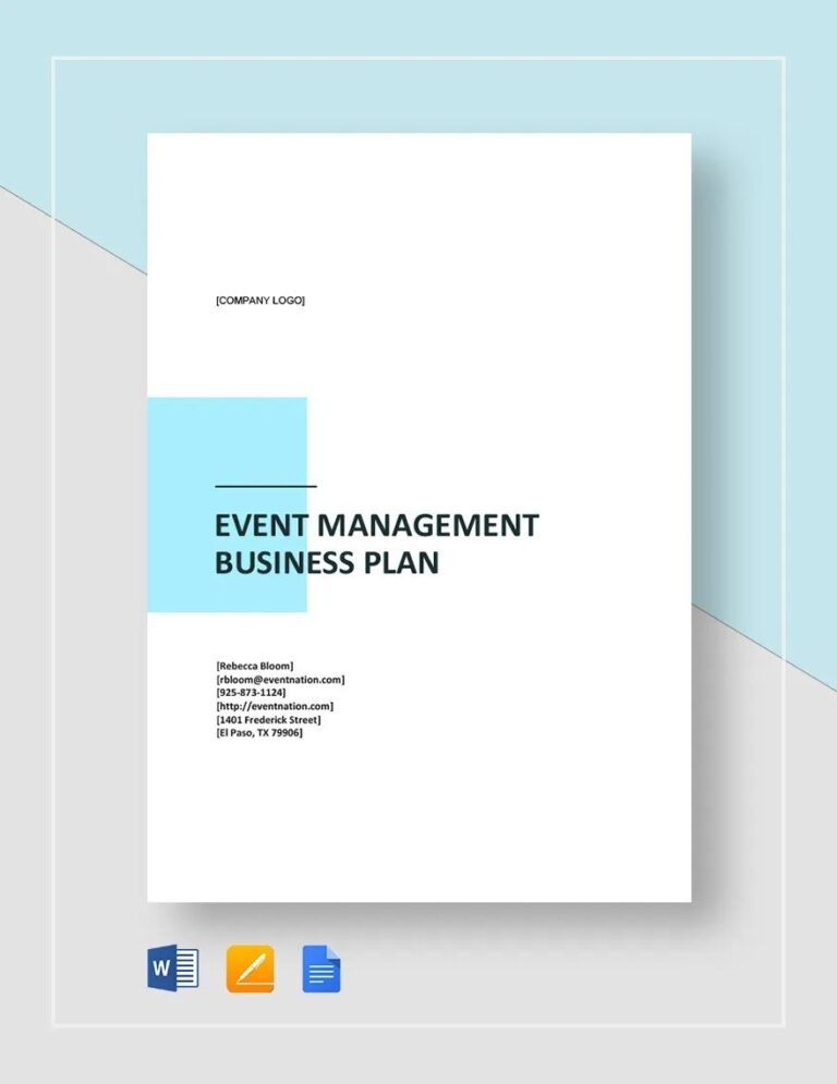 Event Management Business Plan Template In Word Pages Google Docs Download Template