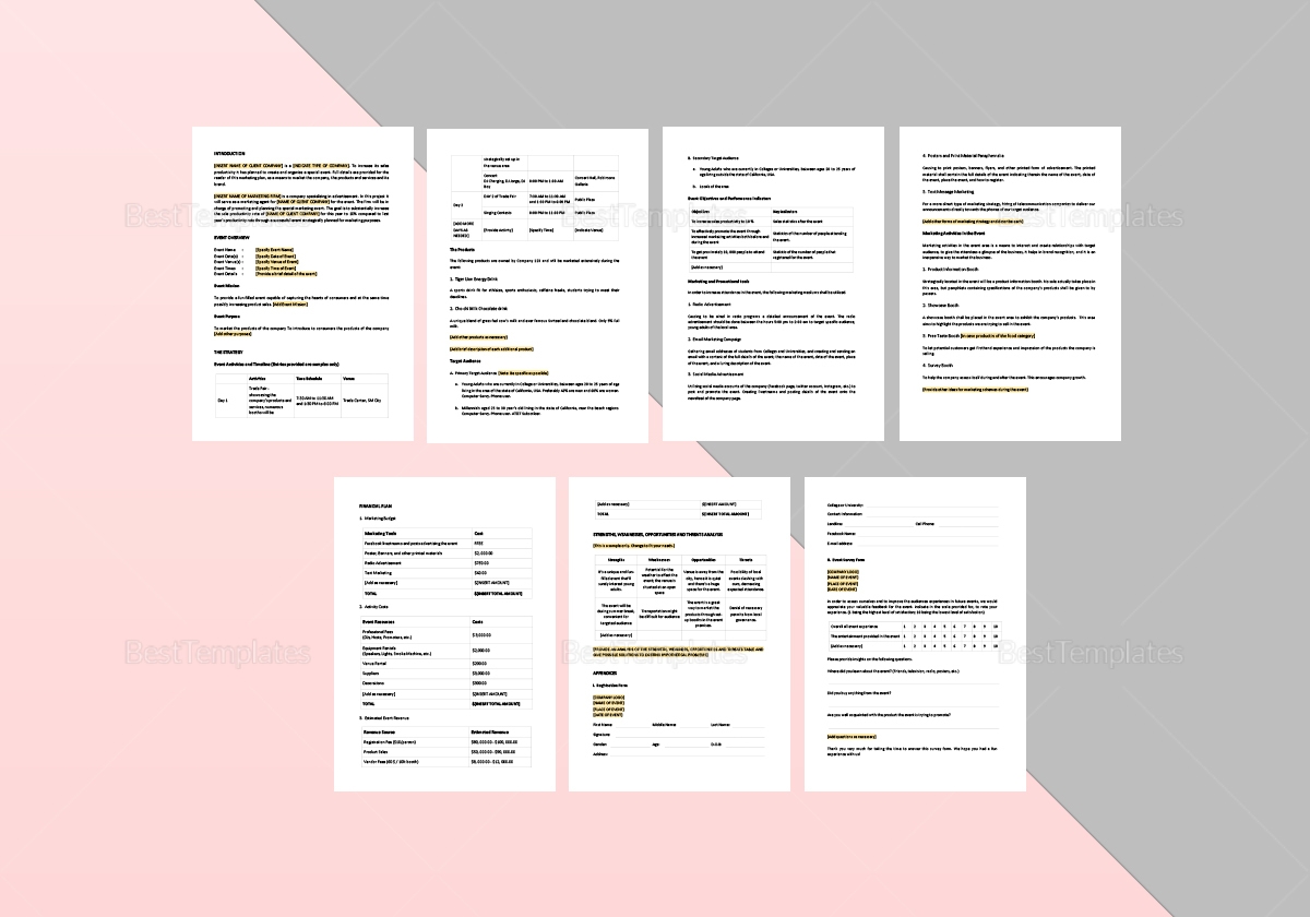 Event Marketing Plan Template In Word Apple Pages