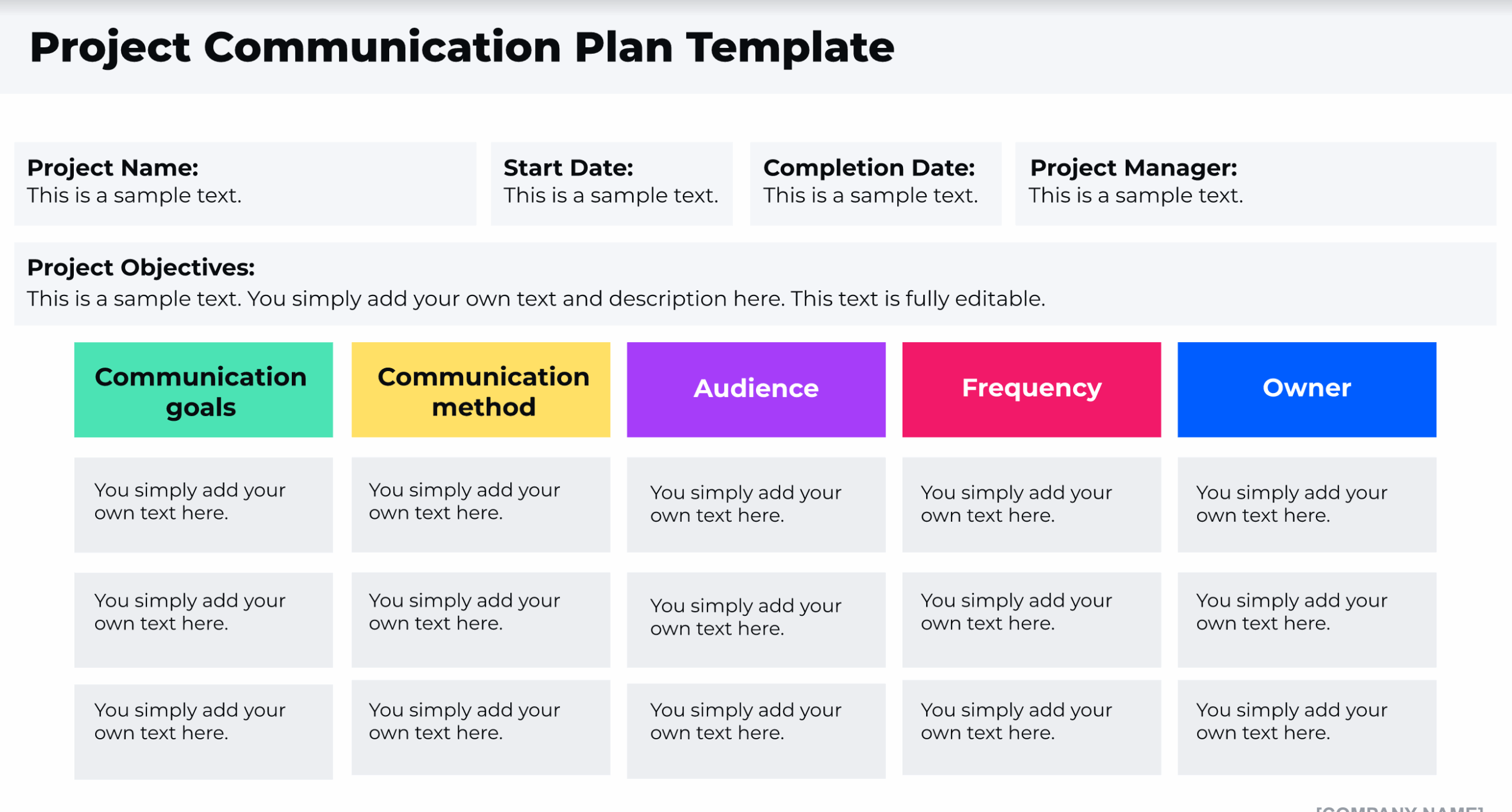 Example Of Project Communication Plan Template Word Excel
