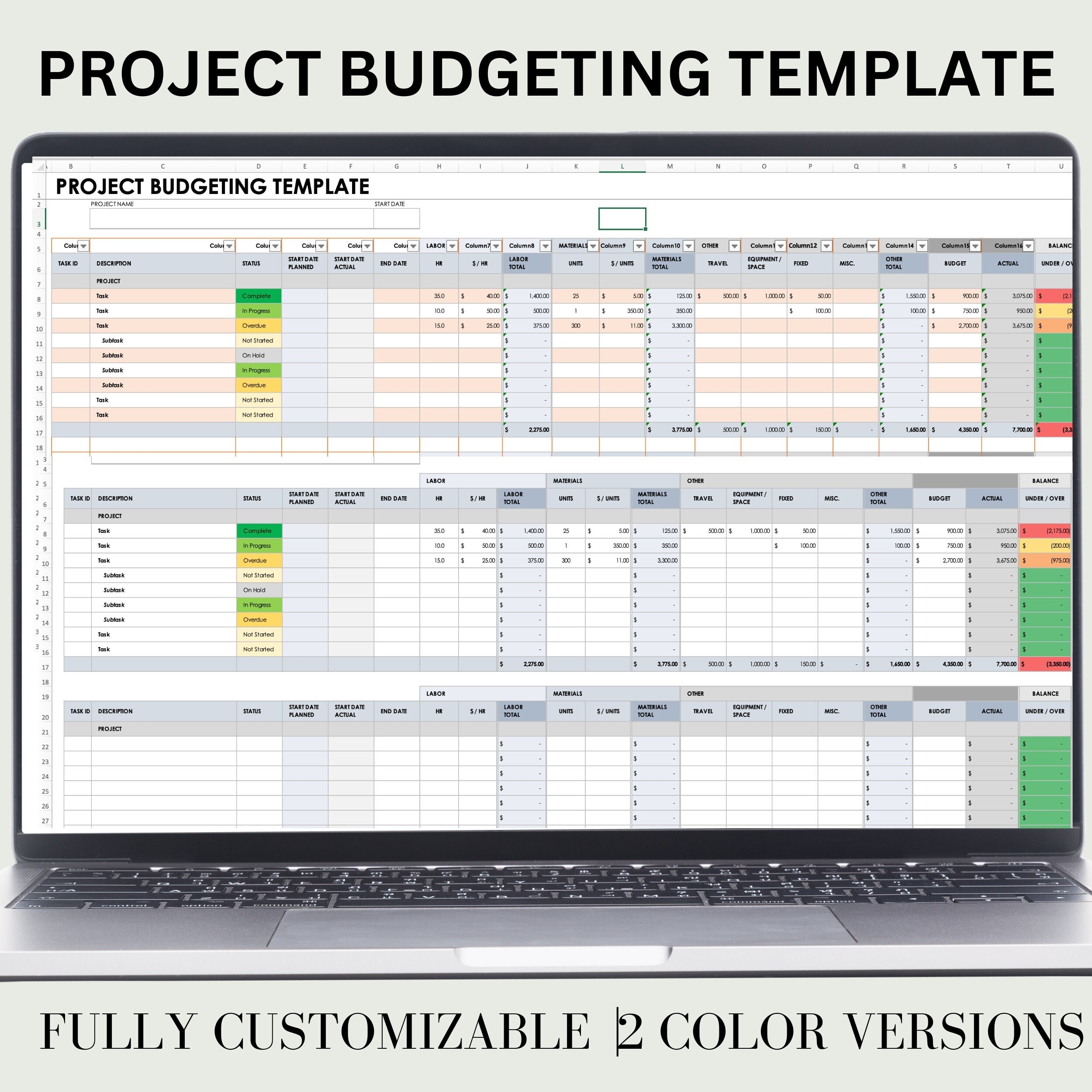 Excel Budget Template Project Budget Template Budget Planner 