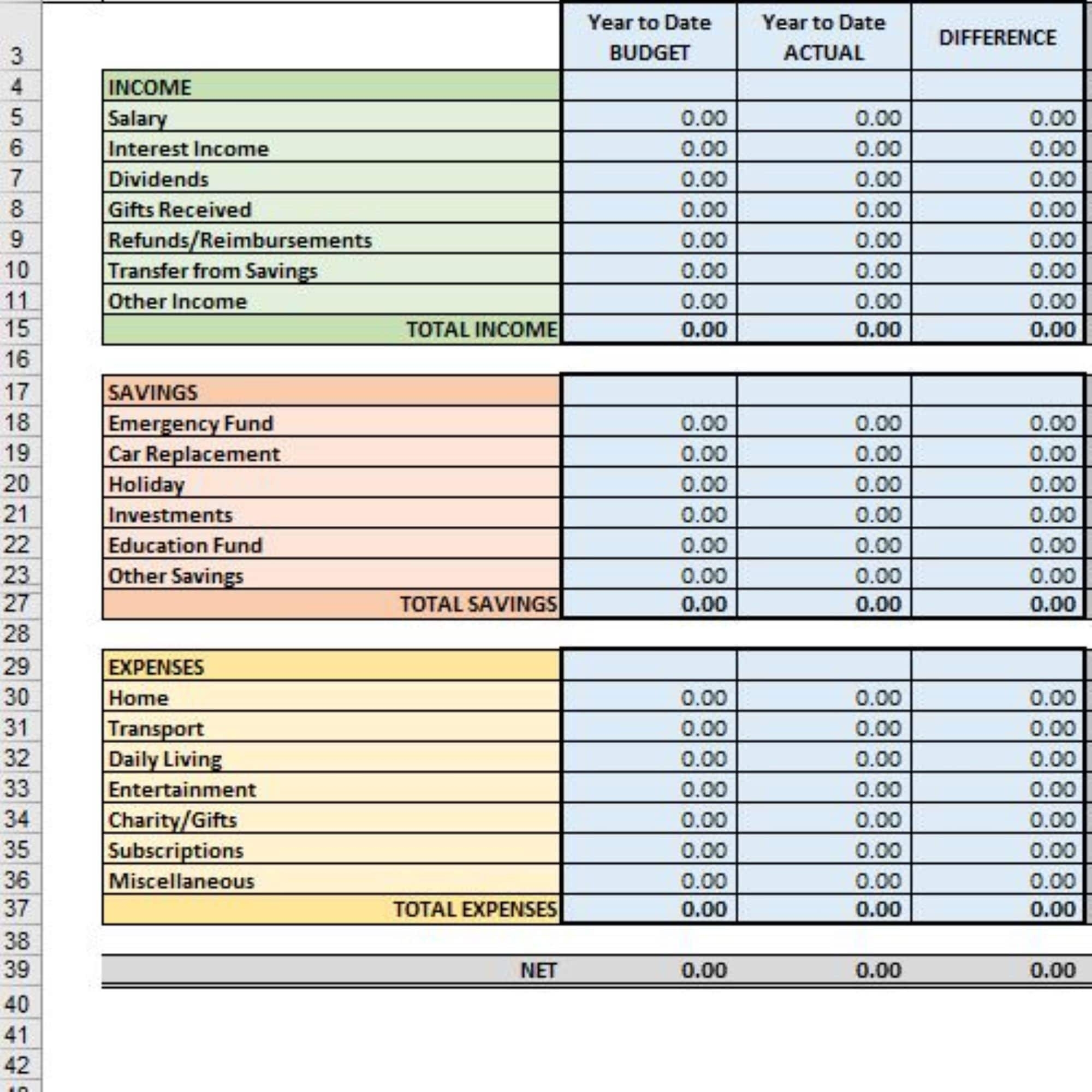 Excel Personal Budget Spreadsheet Online Budget Template Digital Finance Planner Monthly Budget Plan GBP USD EUR Or Aud Etsy UK