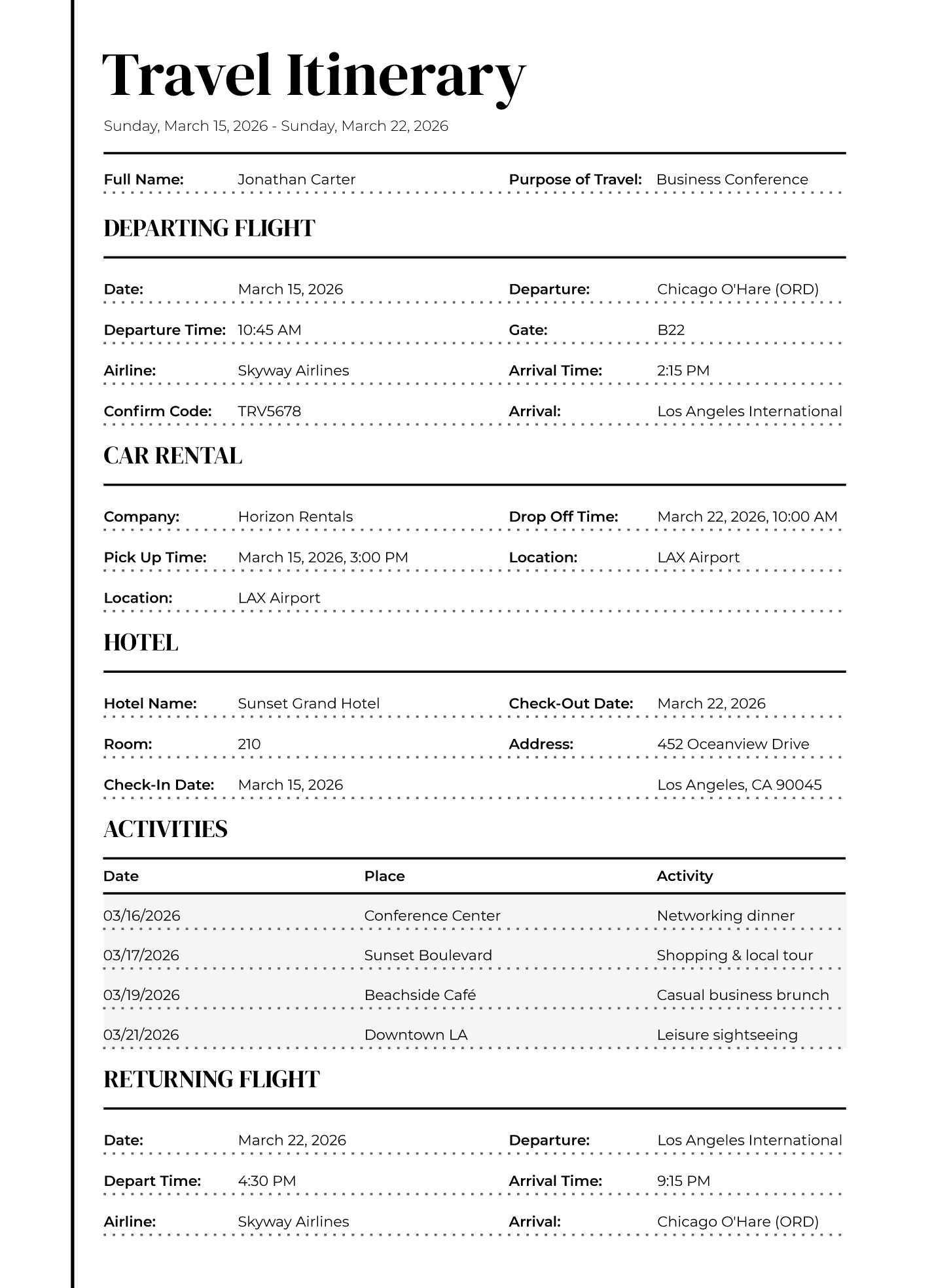 Executive Travel Itinerary Free Google Docs Template Gdoc io