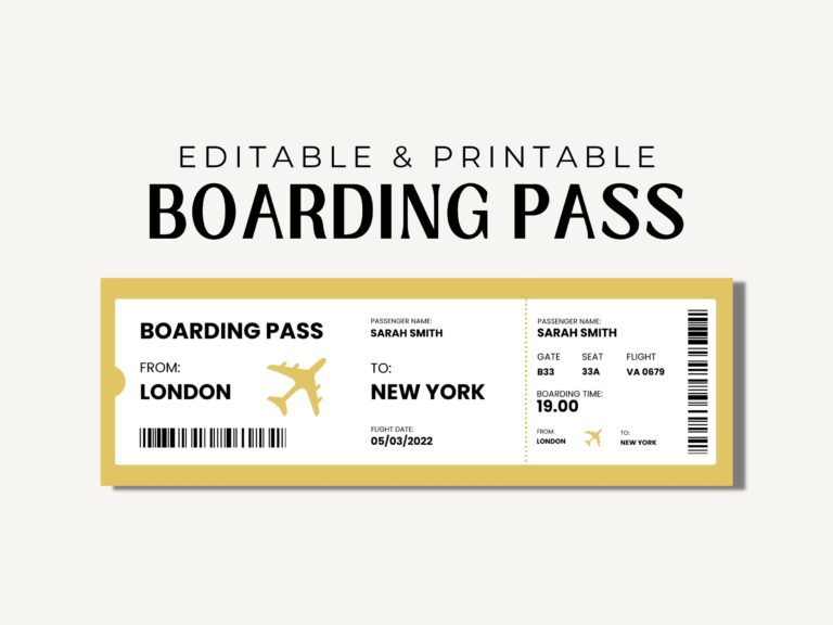 Fake Plane Ticket Template Plane Ticket Printable Template