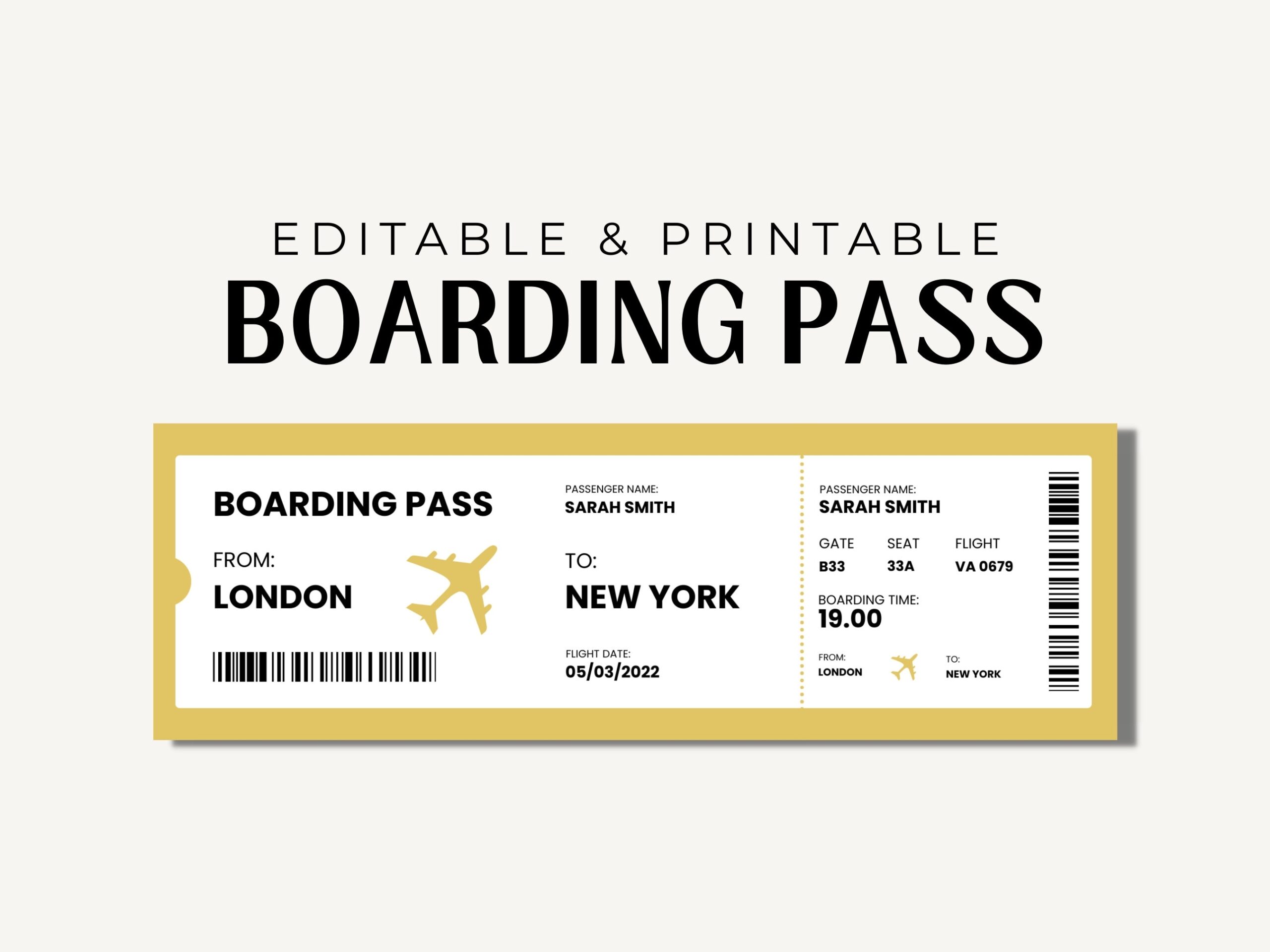Fake Plane Ticket Template Plane Ticket Printable Template 
