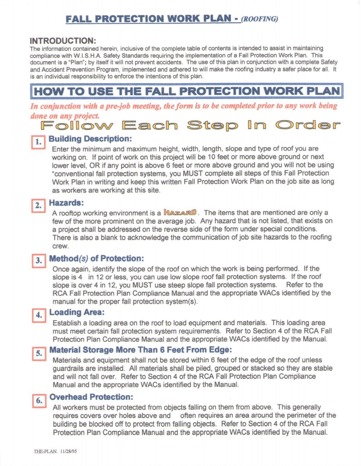 Fall Protection Plan RCAW