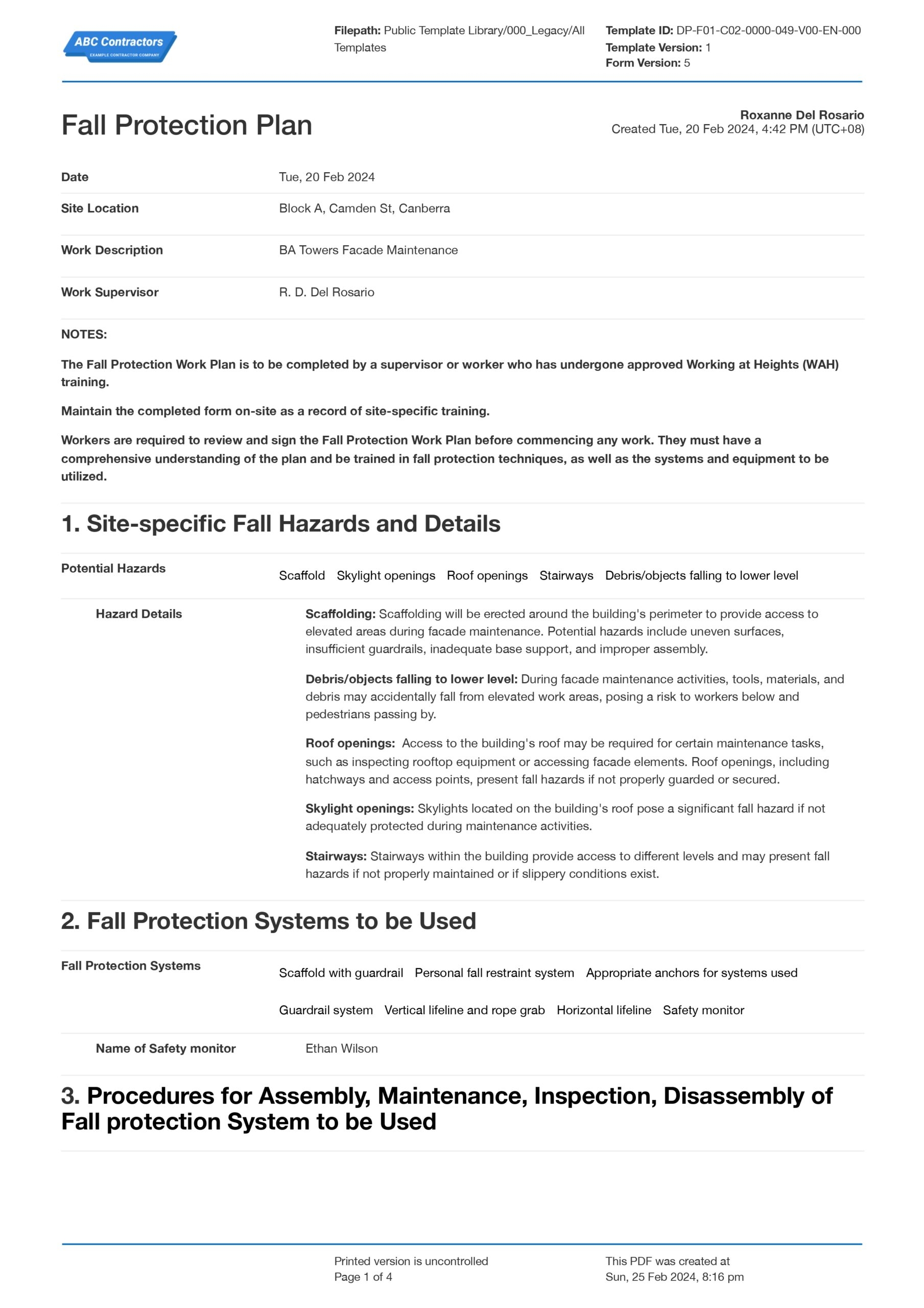 Fall Protection Plan Template Better Than PDF Or Word