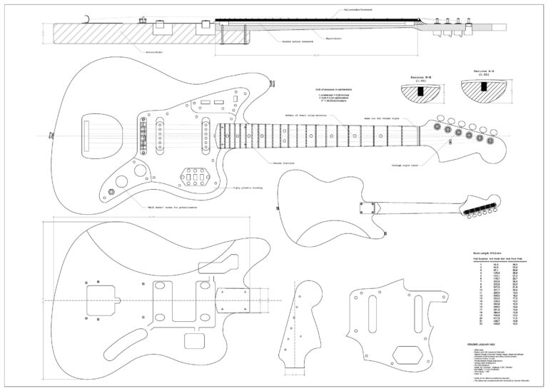 Fender Jaguar Guitar Full Scale PLANS To Make This Guitar Digital Download In PDF Format Etsy