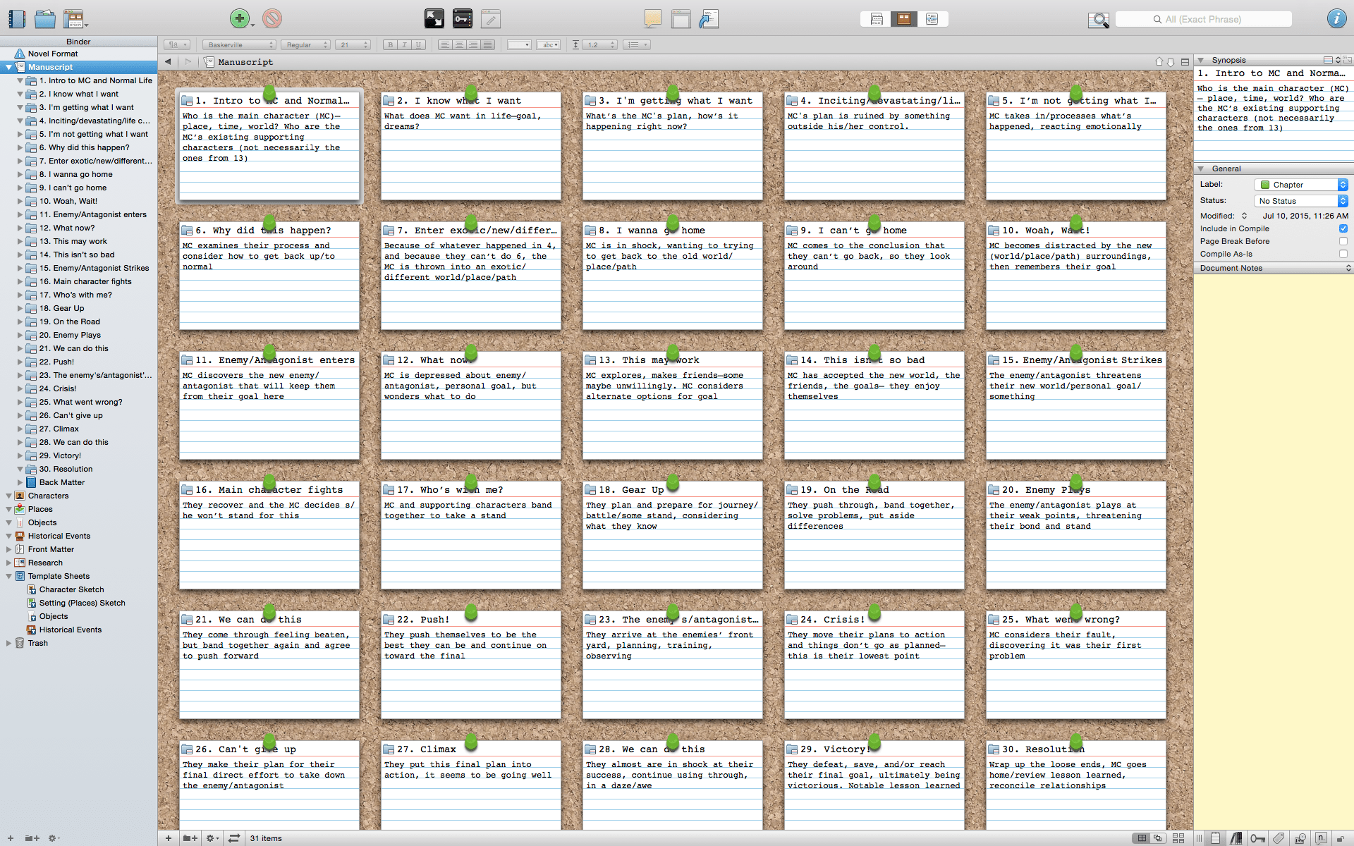 Novel Planning Template