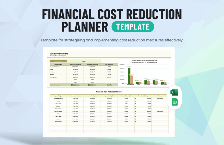 Financial Cost Reduction Planner Template Template